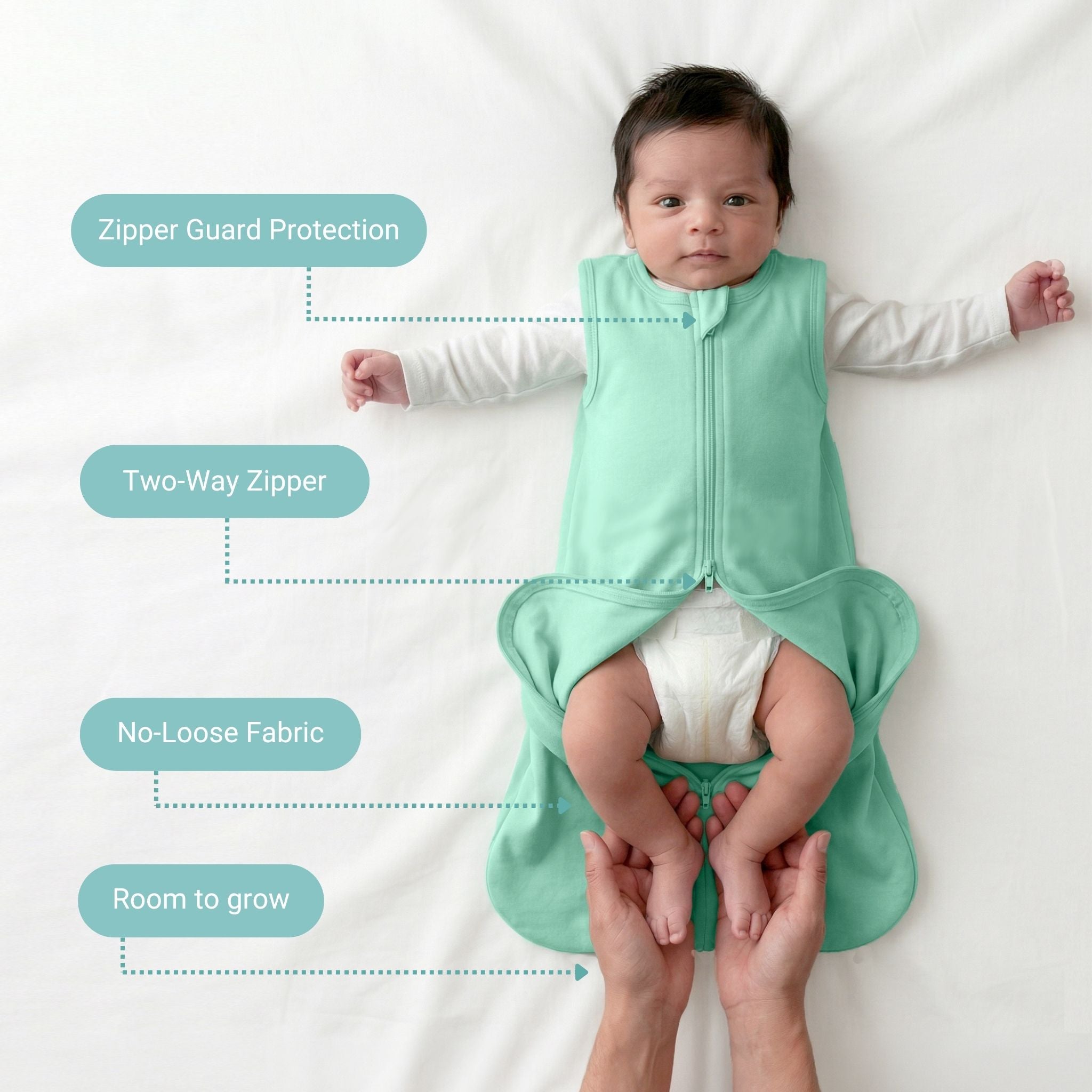 BABY SLEEPING BAG (1.2 TOG) - SEA GREEN | TULO BABY