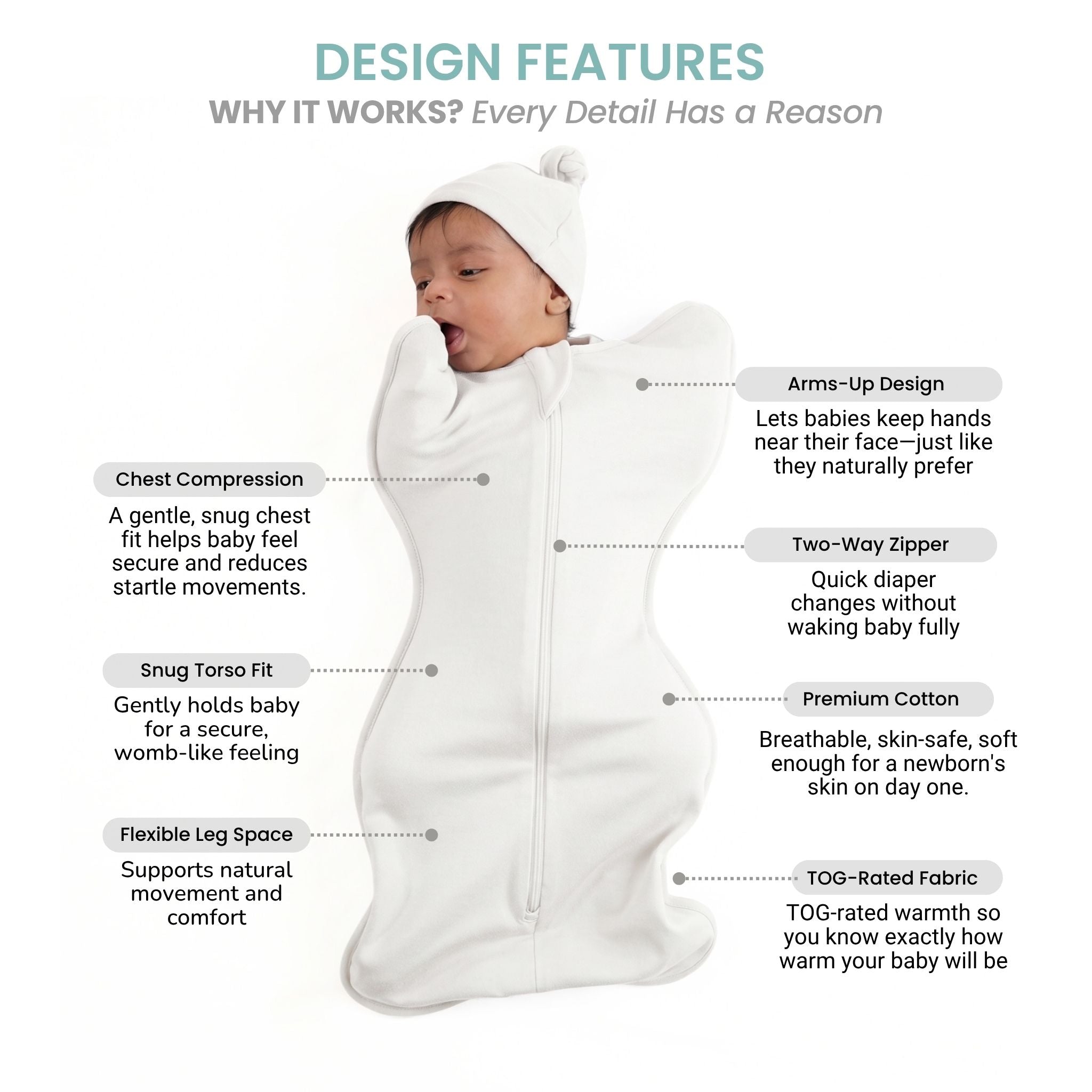 SLEEPING POD SWADDLE FOR BABIES (1.2 TOG) - CREAM | TULO BABY