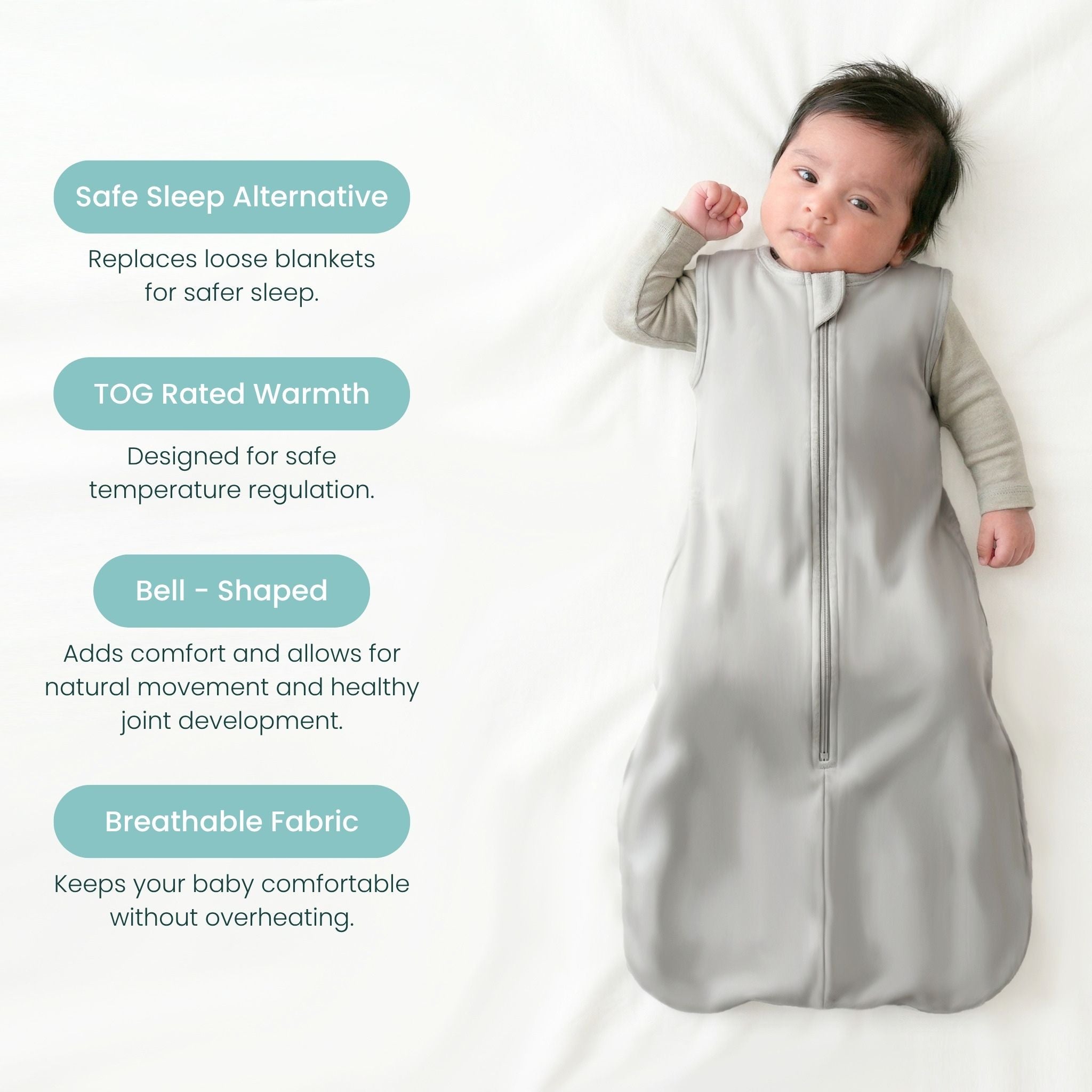 BABY SLEEPING BAG (1.2 TOG) - SMOKY GREY | TULO BABY
