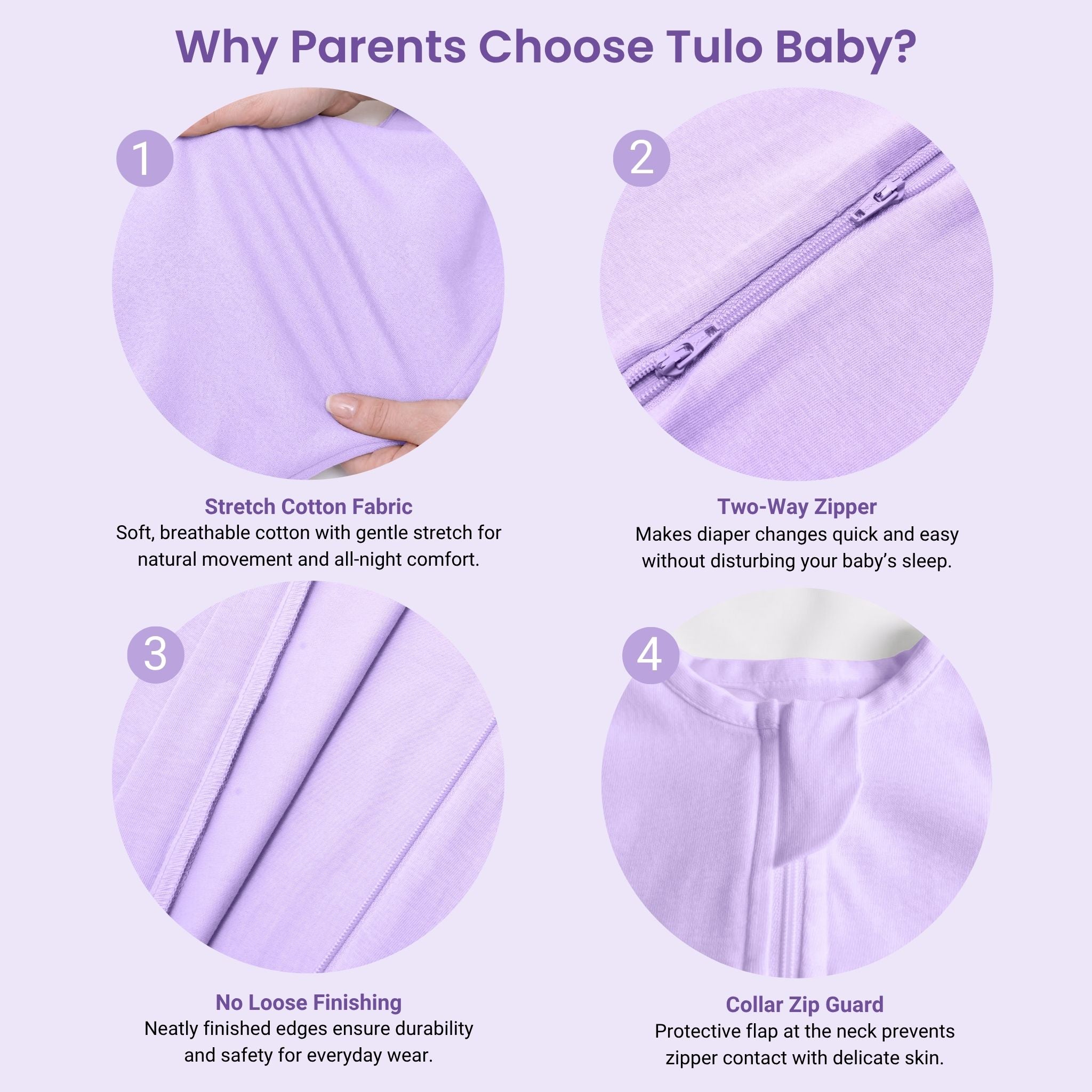 SLEEPING POD SWADDLE FOR BABIES (0.6 TOG) - LILAC | TULO BABY