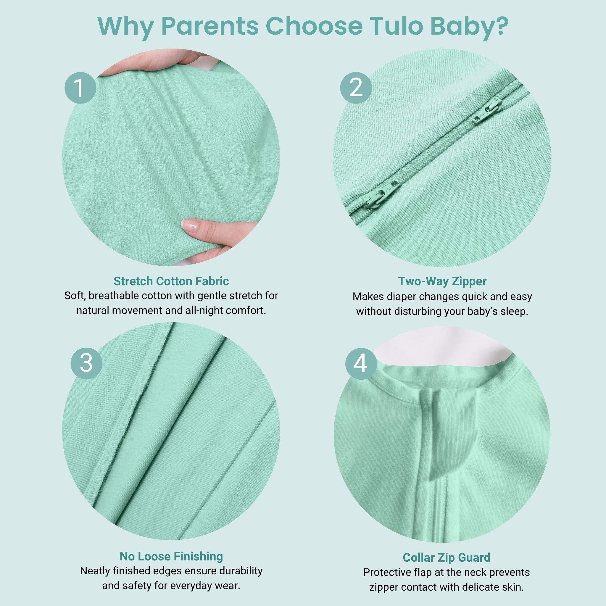 SLEEPING POD SWADDLE FOR BABIES (0.6 TOG) - SEA GREEN | TULO BABY