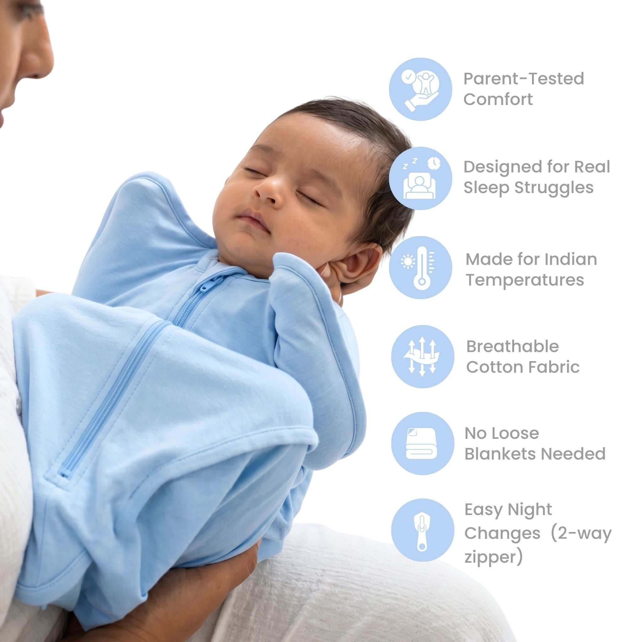 SLEEPING POD SWADDLE FOR BABIES (1.2 TOG) - DUSK BLUE | TULO BABY