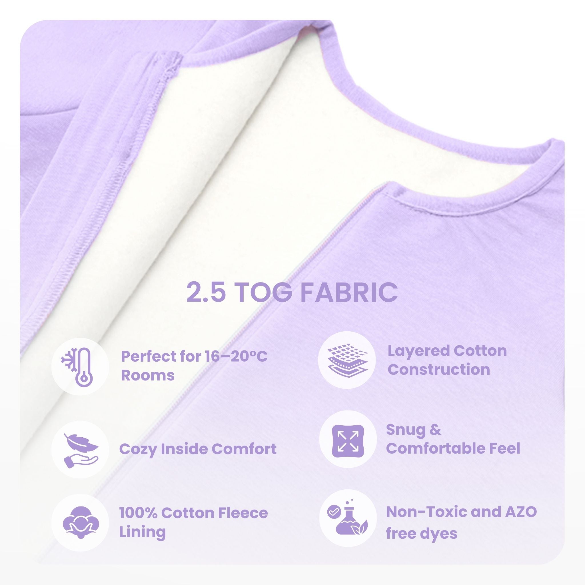 SLEEPING POD SWADDLE FOR BABIES (2.5 TOG) - LILAC | TULO BABY