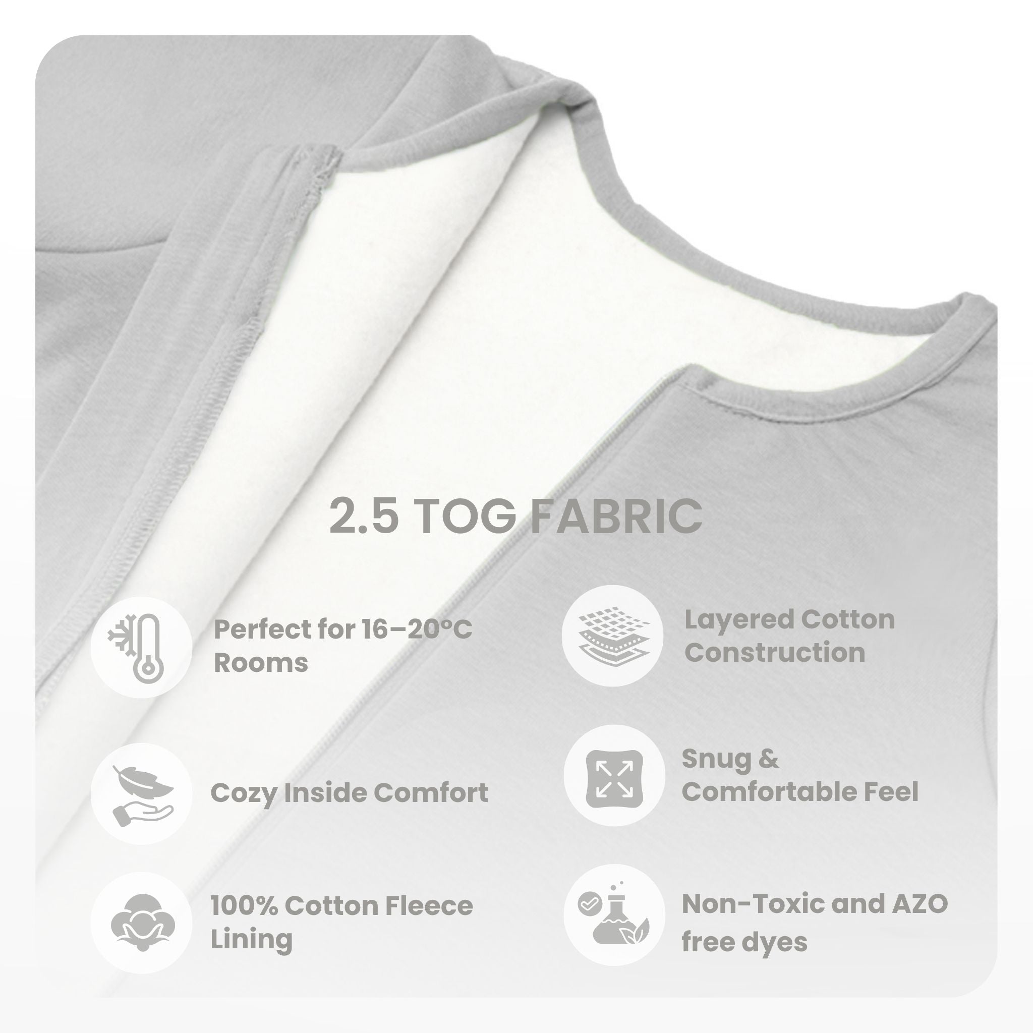 SLEEPING POD SWADDLE FOR BABIES (2.5 TOG) - SMOKY GREY | TULO BABY