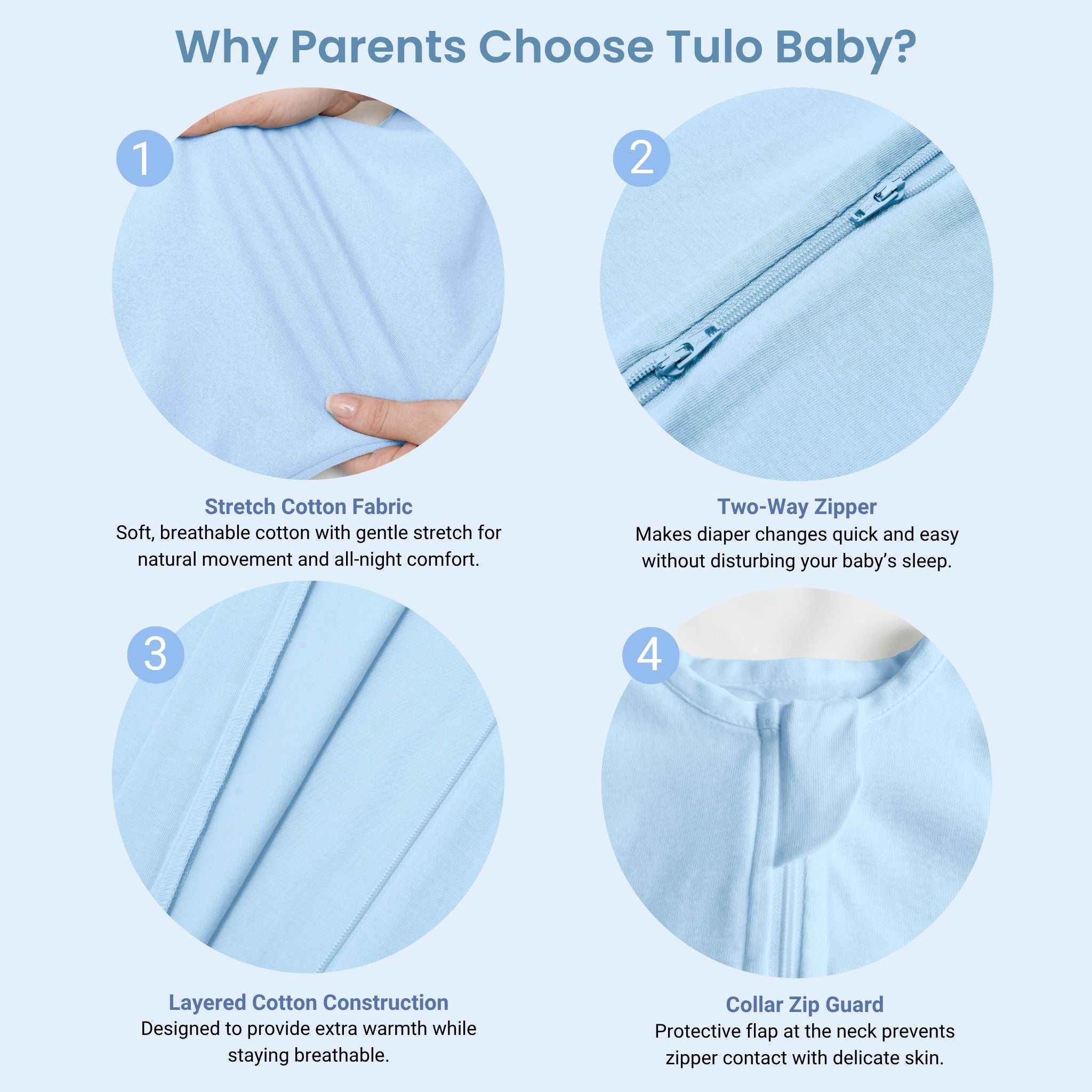 SLEEPING POD SWADDLE FOR BABIES (1.2 TOG) - DUSK BLUE | TULO BABY