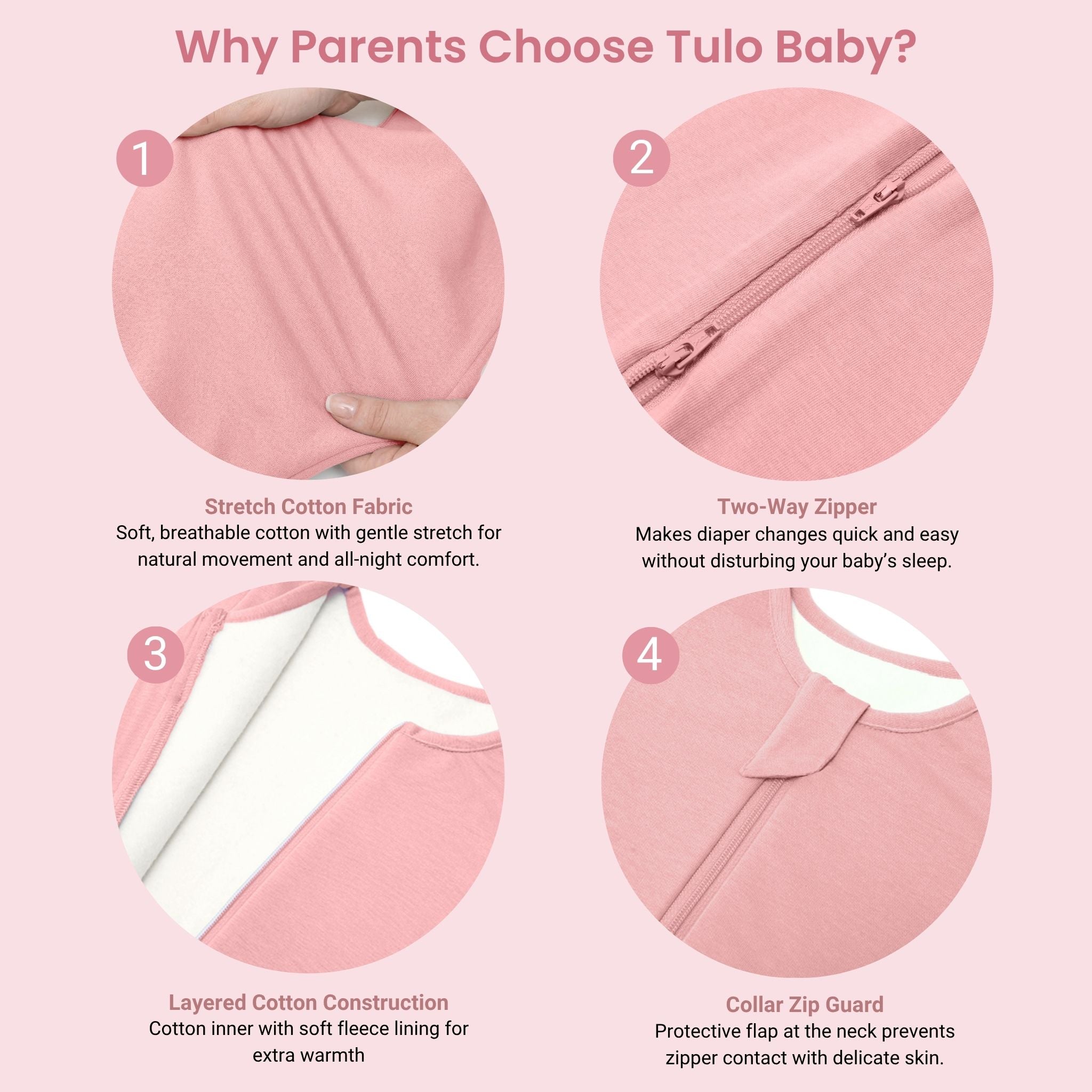 SLEEPING POD SWADDLE FOR BABIES (2.5 TOG) - DESSERT ROSE | TULO BABY
