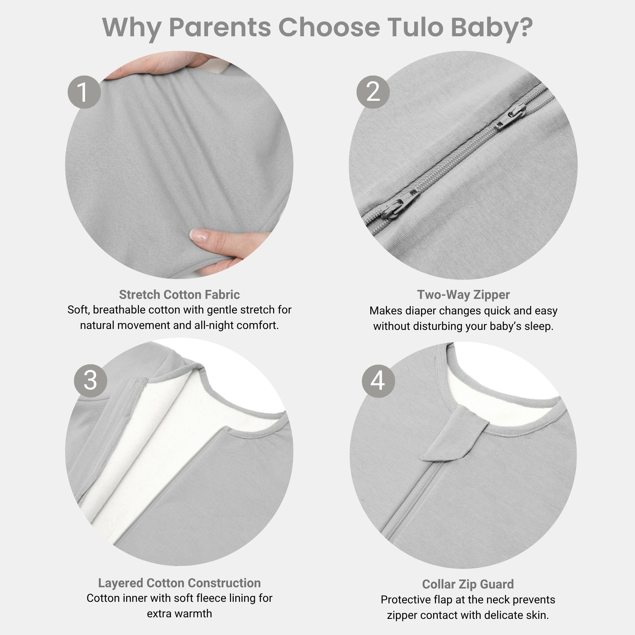 SLEEPING POD SWADDLE FOR BABIES (2.5 TOG) - SMOKY GREY | TULO BABY