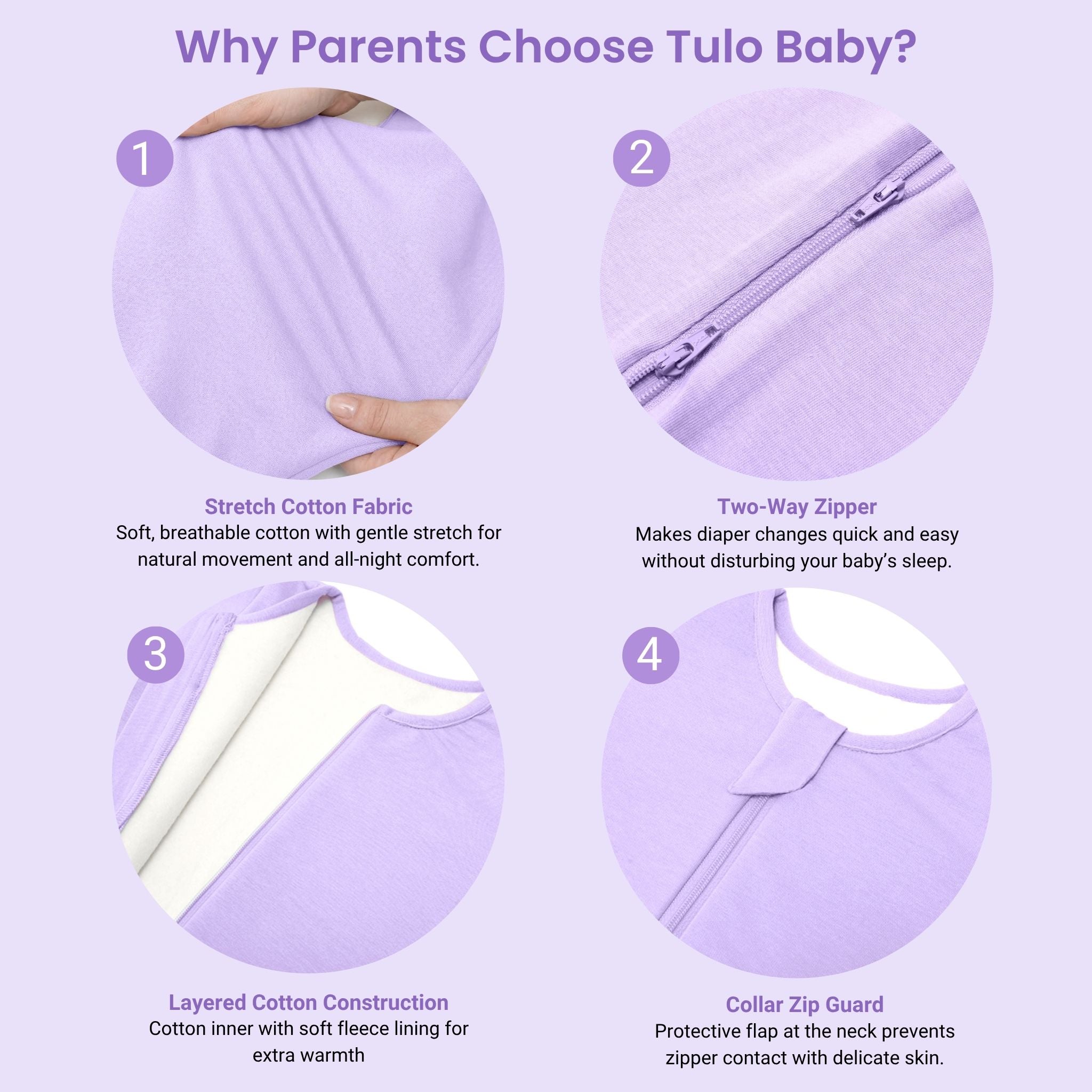 SLEEPING POD SWADDLE FOR BABIES (2.5 TOG) - LILAC | TULO BABY