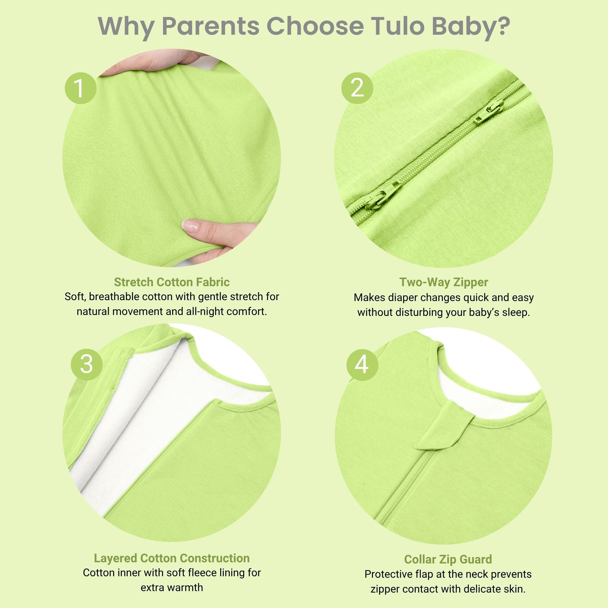 SLEEPING POD SWADDLE FOR BABIES (2.5 TOG) - SHADOW LIME | TULO BABY