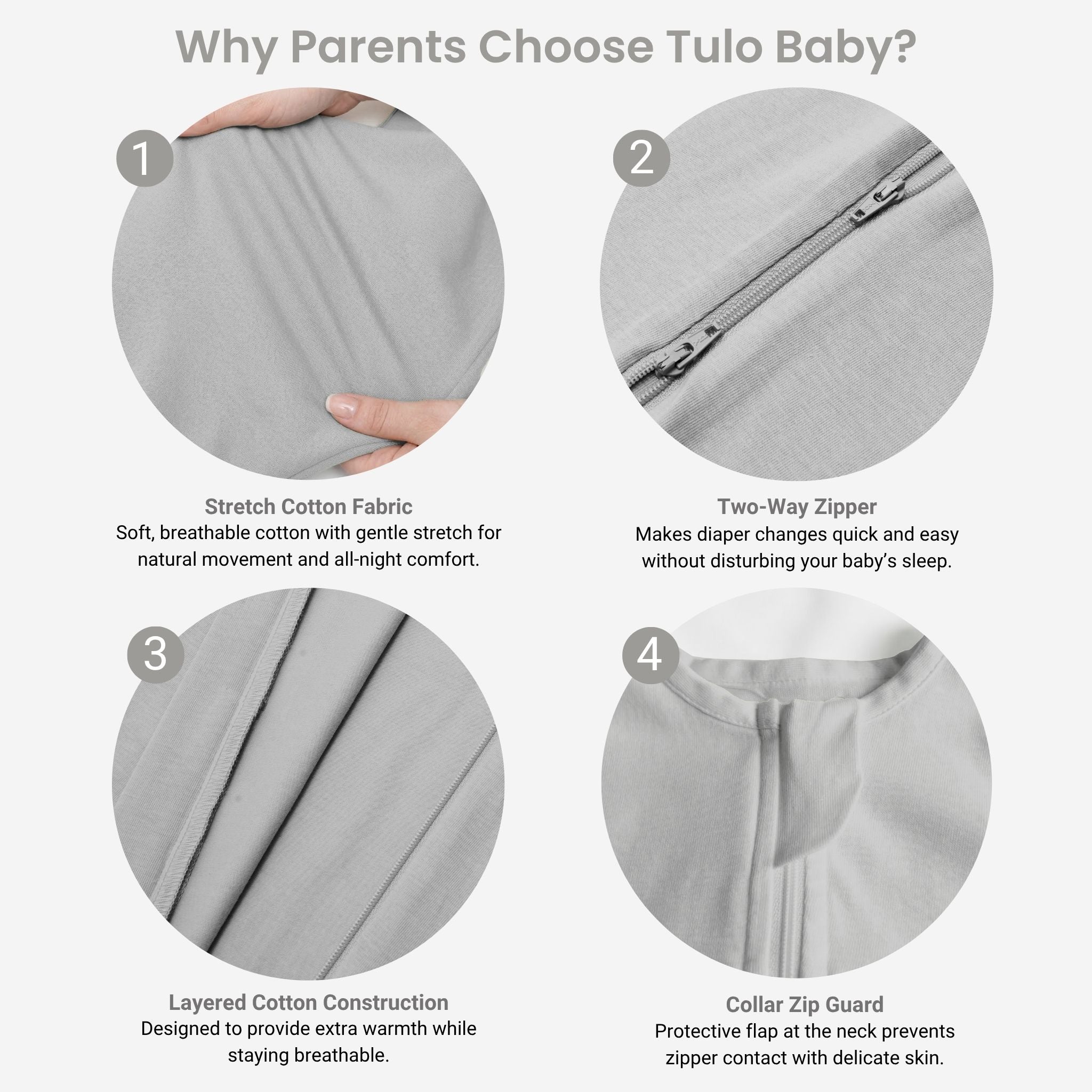 SLEEPING POD SWADDLE FOR BABIES (1.2 TOG) - SMOKY GREY | TULO BABY