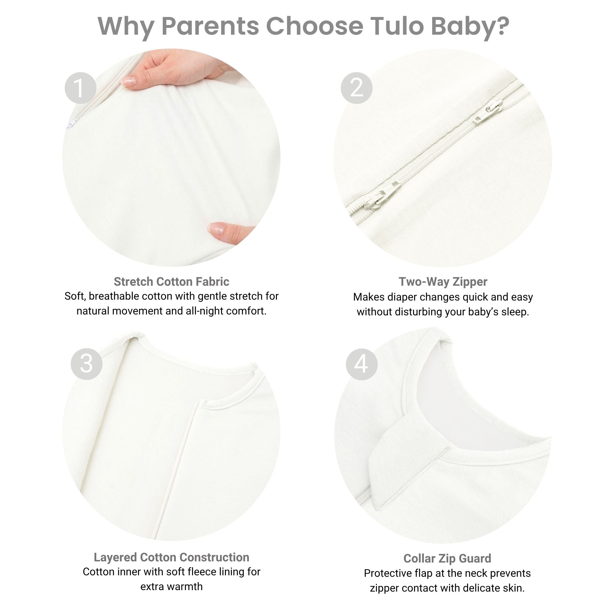 SLEEPING POD SWADDLE FOR BABIES (2.5 TOG) - CREAM | TULO BABY