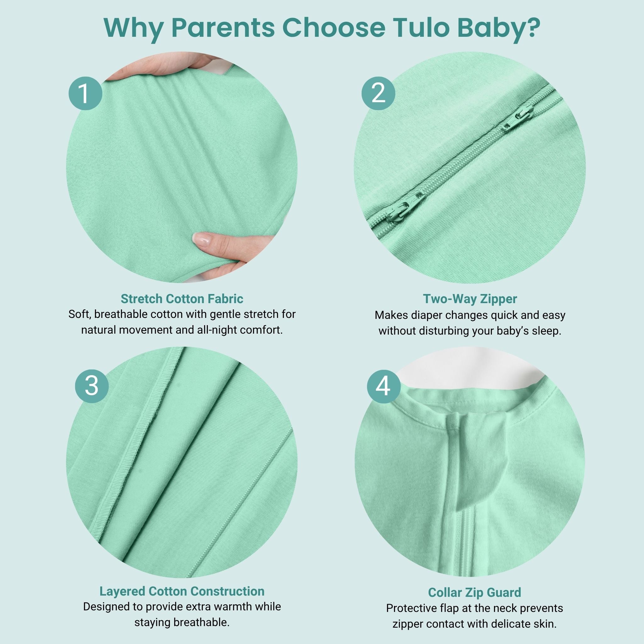 SLEEPING POD SWADDLE FOR BABIES (1.2 TOG) - SEA GREEN | TULO BABY