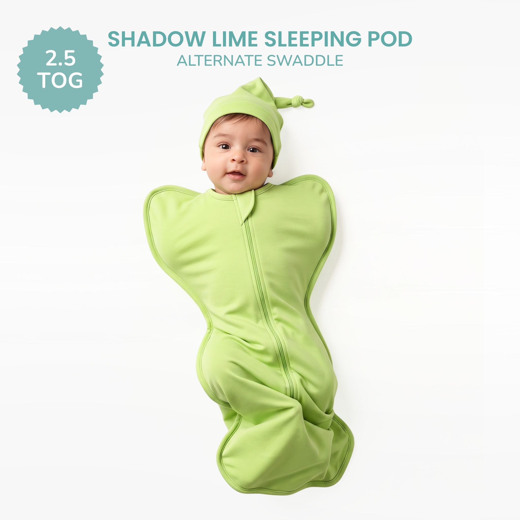 SLEEPING POD SWADDLE FOR BABIES (2.5 TOG) - SHADOW LIME | TULO BABY