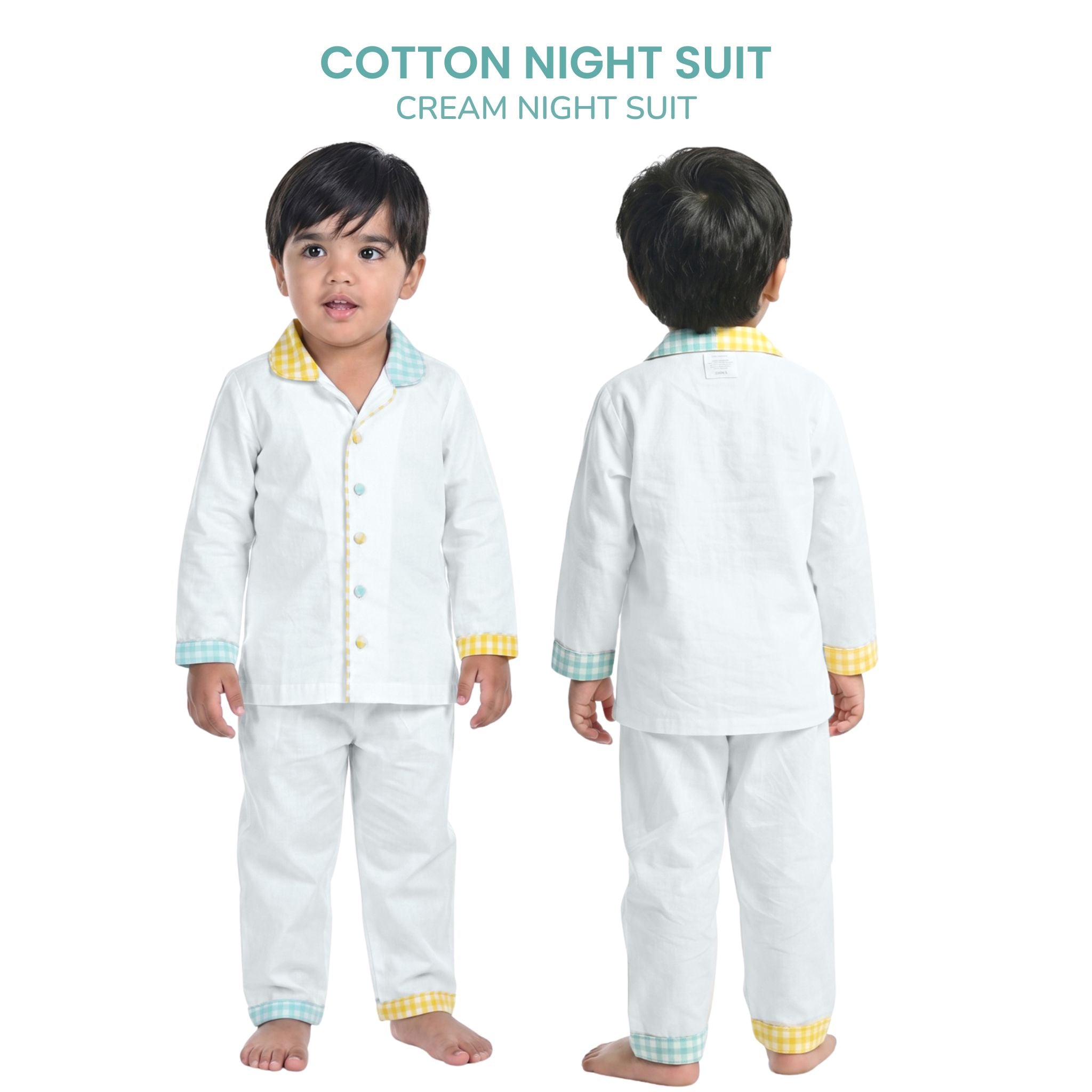 COTTON NIGHT SUIT - CREAM | SLEEPWEAR | TULO BABY