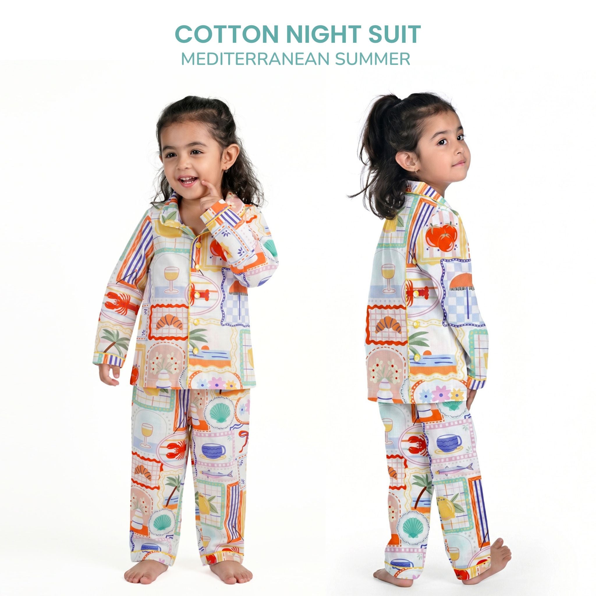 COTTON NIGHT SUIT - MEDITERRANEAN SUMMER | SLEEPWEAR | TULO BABY