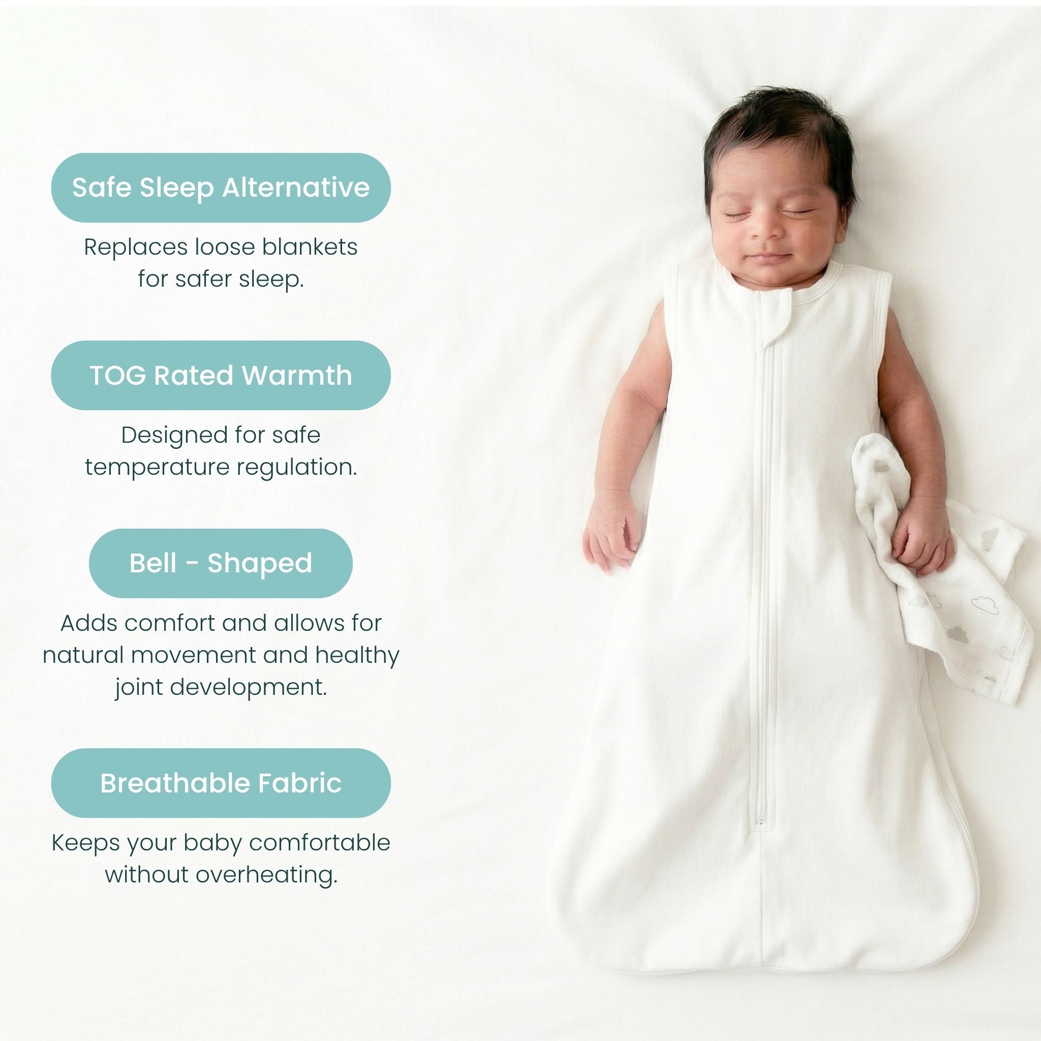 BABY SLEEPING BAG (0.6 TOG) - CREAM | TULO BABY