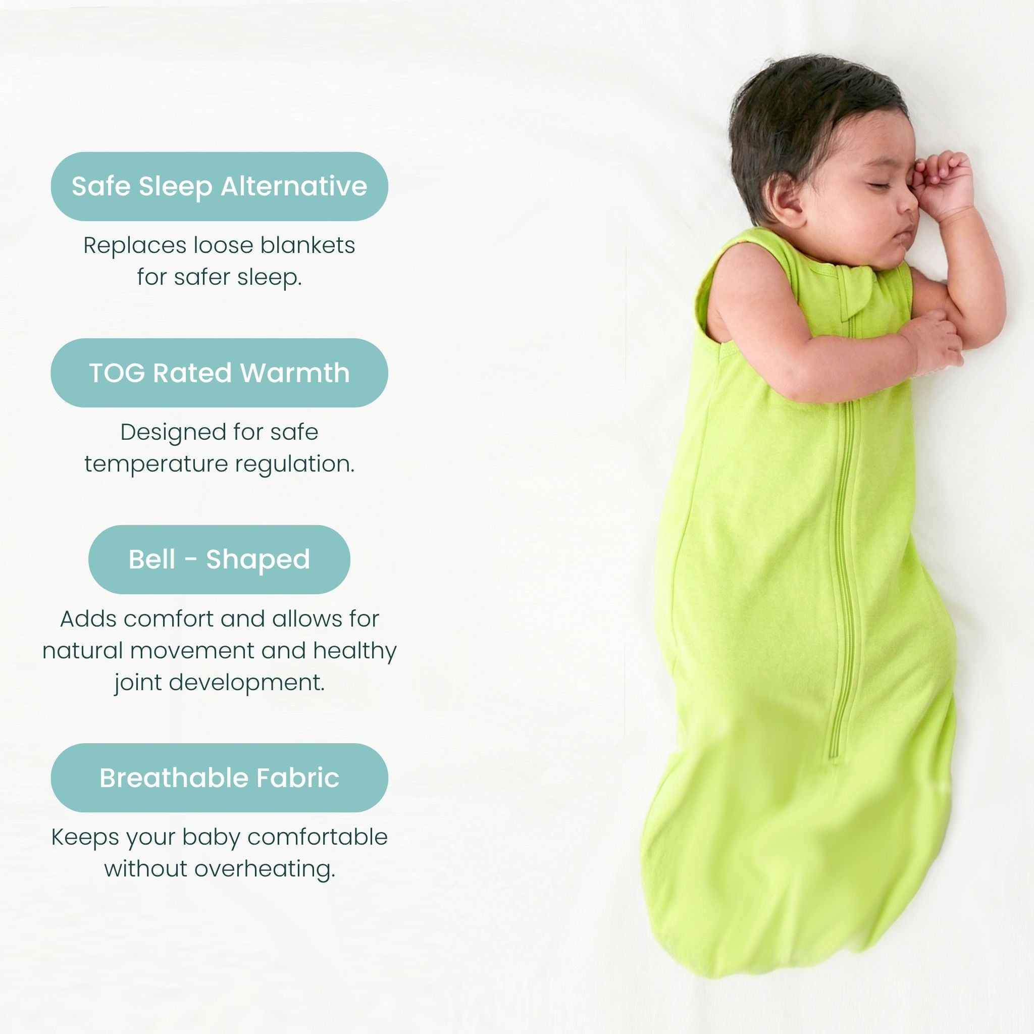 BABY SLEEPING BAG (0.6 TOG) - SHADOW LIME | TULO BABY