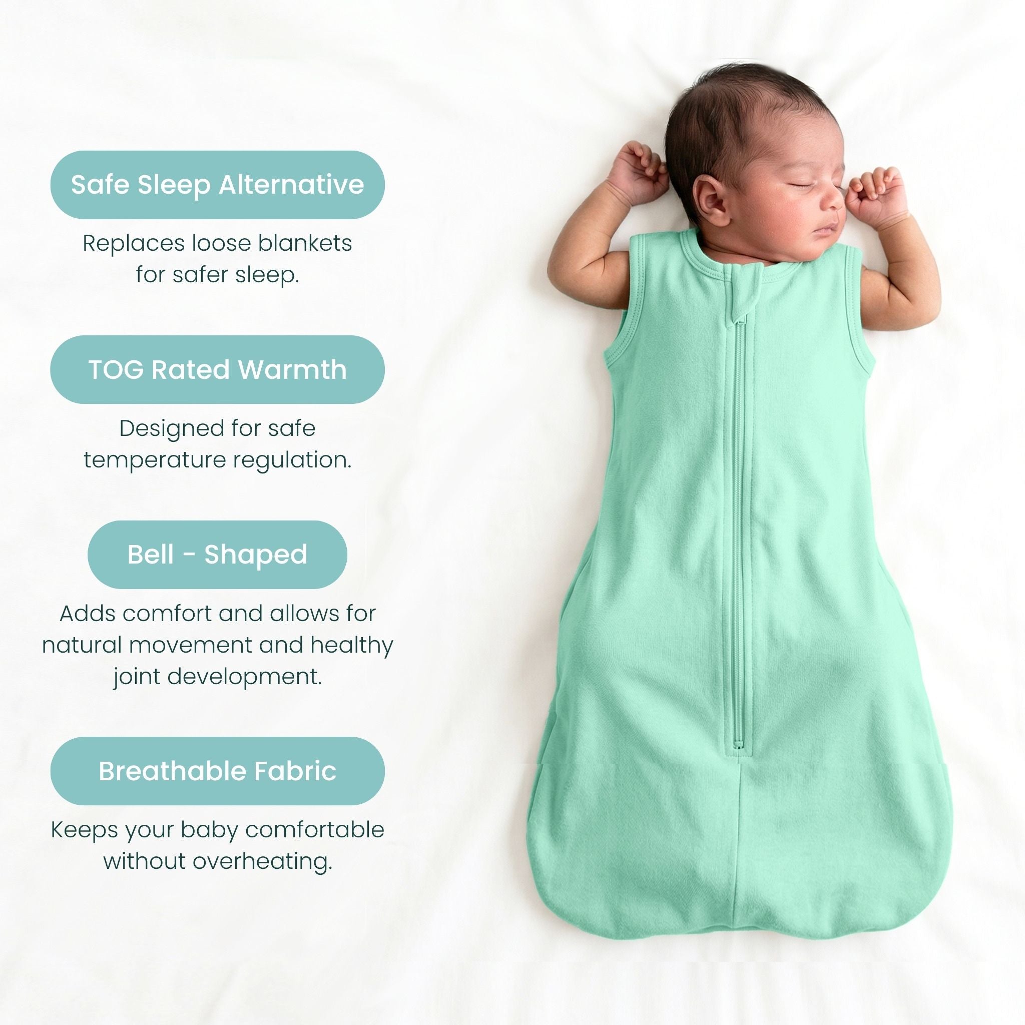 BABY SLEEPING BAG (0.6 TOG) - SEA GREEN | TULO BABY