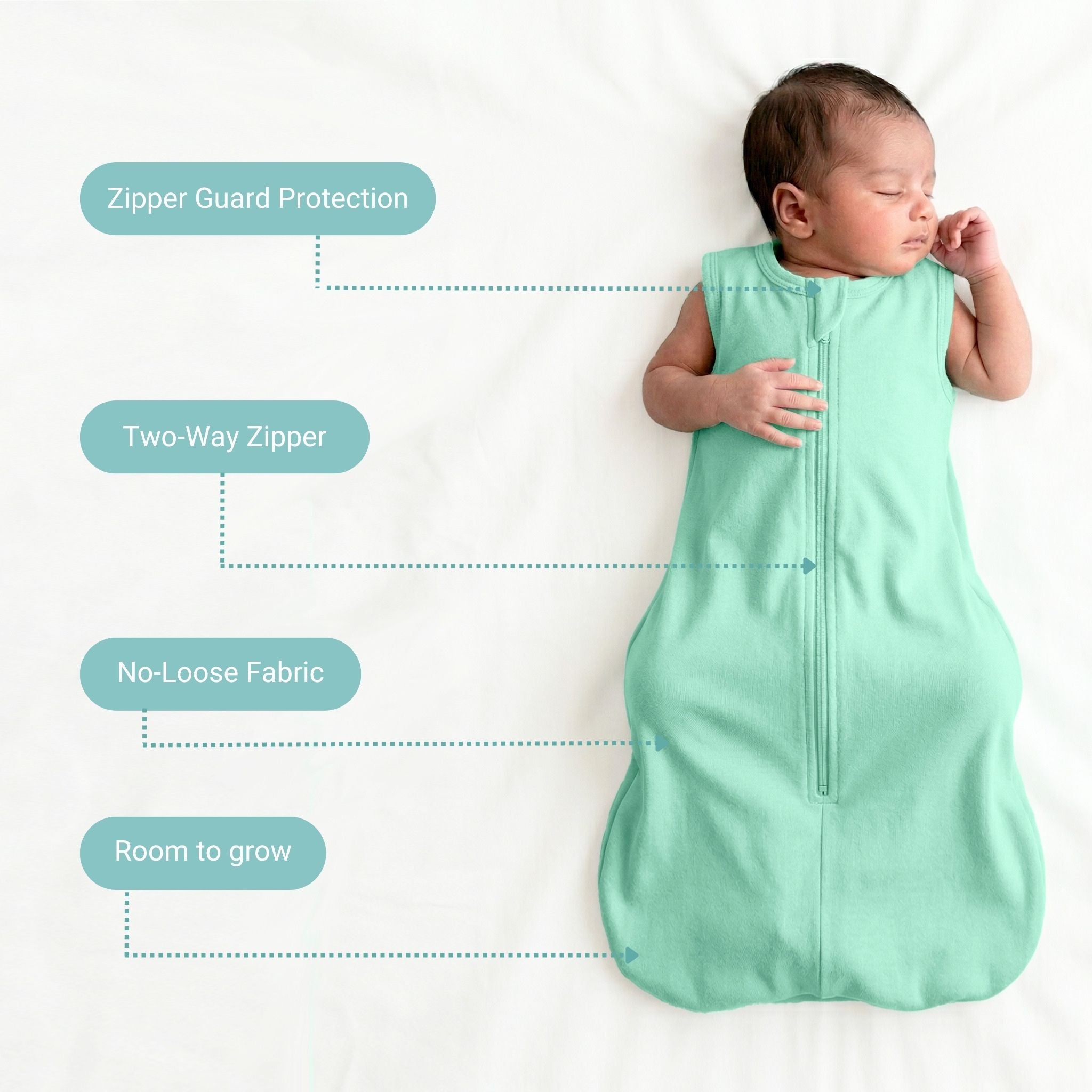 BABY SLEEPING BAG (0.6 TOG) - SEA GREEN | TULO BABY