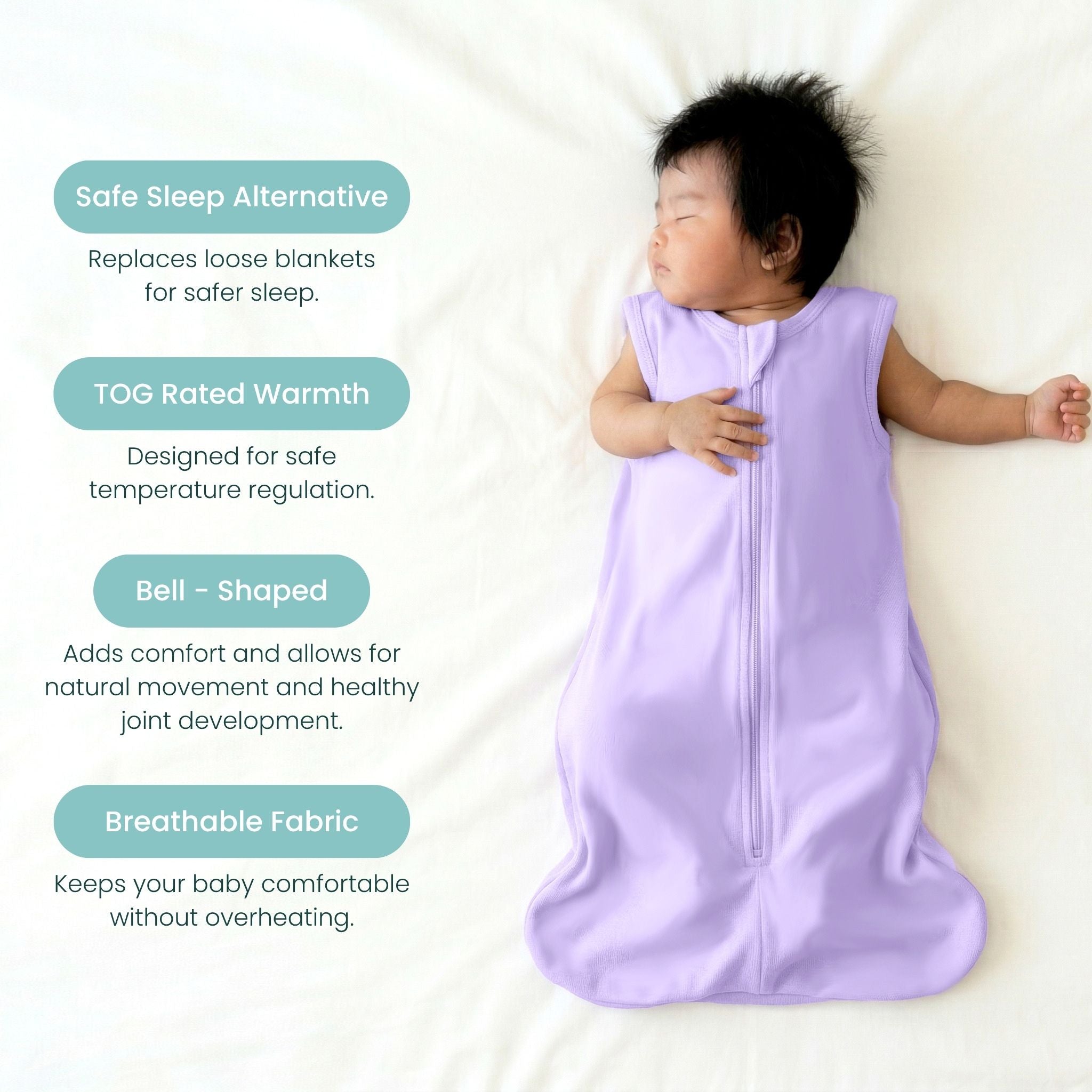 BABY SLEEPING BAG (0.6 TOG) - LILAC | TULO BABY