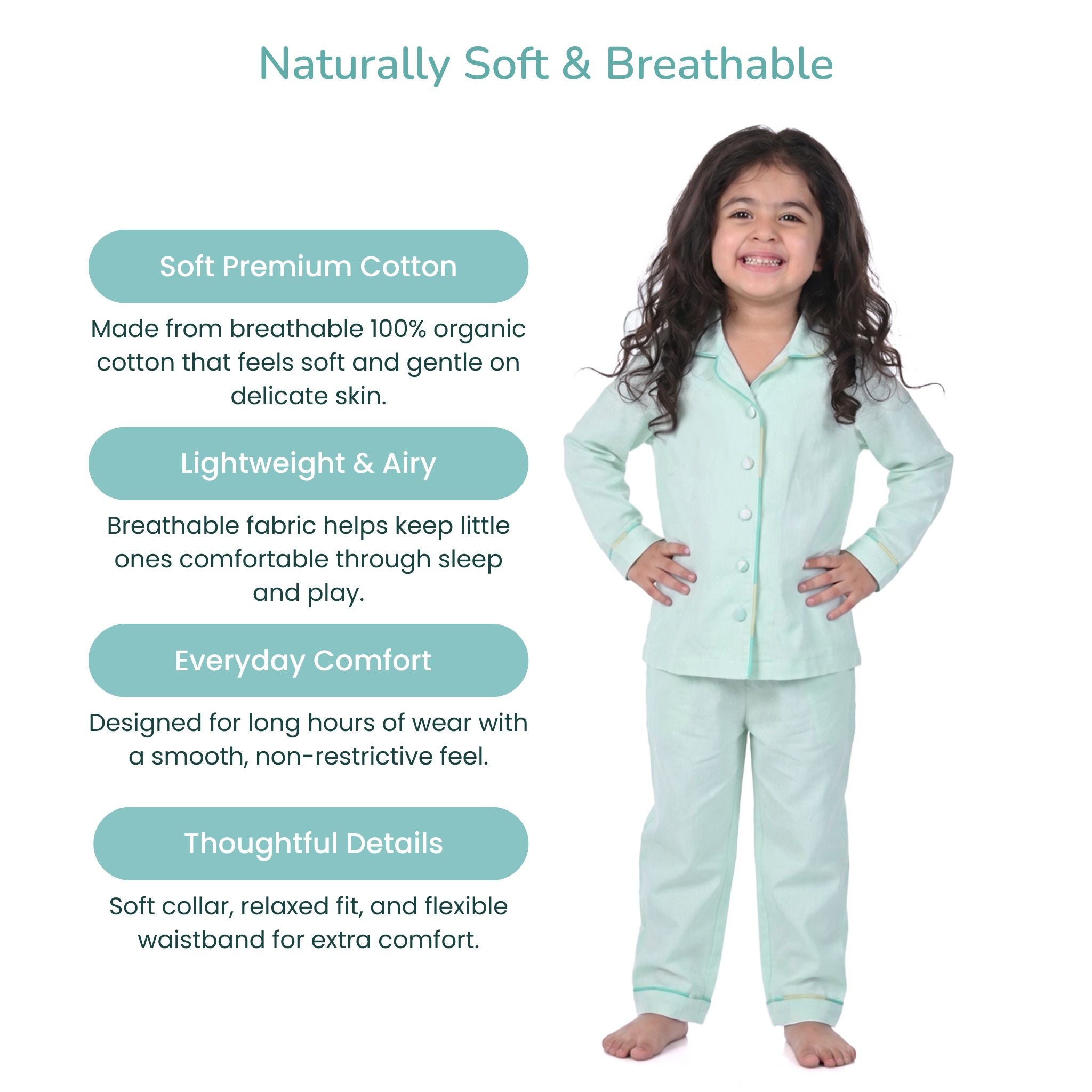 COTTON NIGHT SUIT - MINT | SLEEPWEAR | TULO BABY