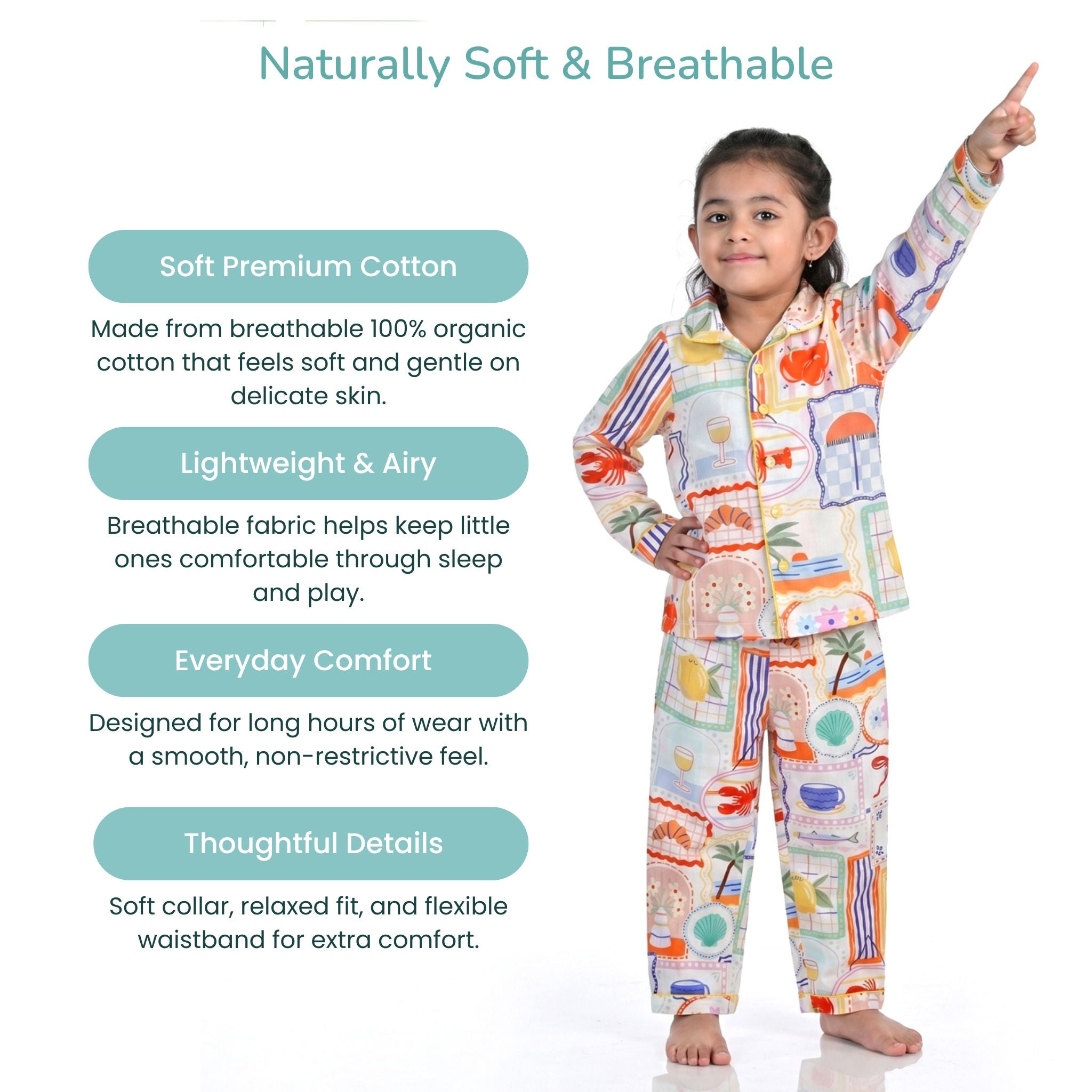 COTTON NIGHT SUIT - MEDITERRANEAN SUMMER | SLEEPWEAR | TULO BABY
