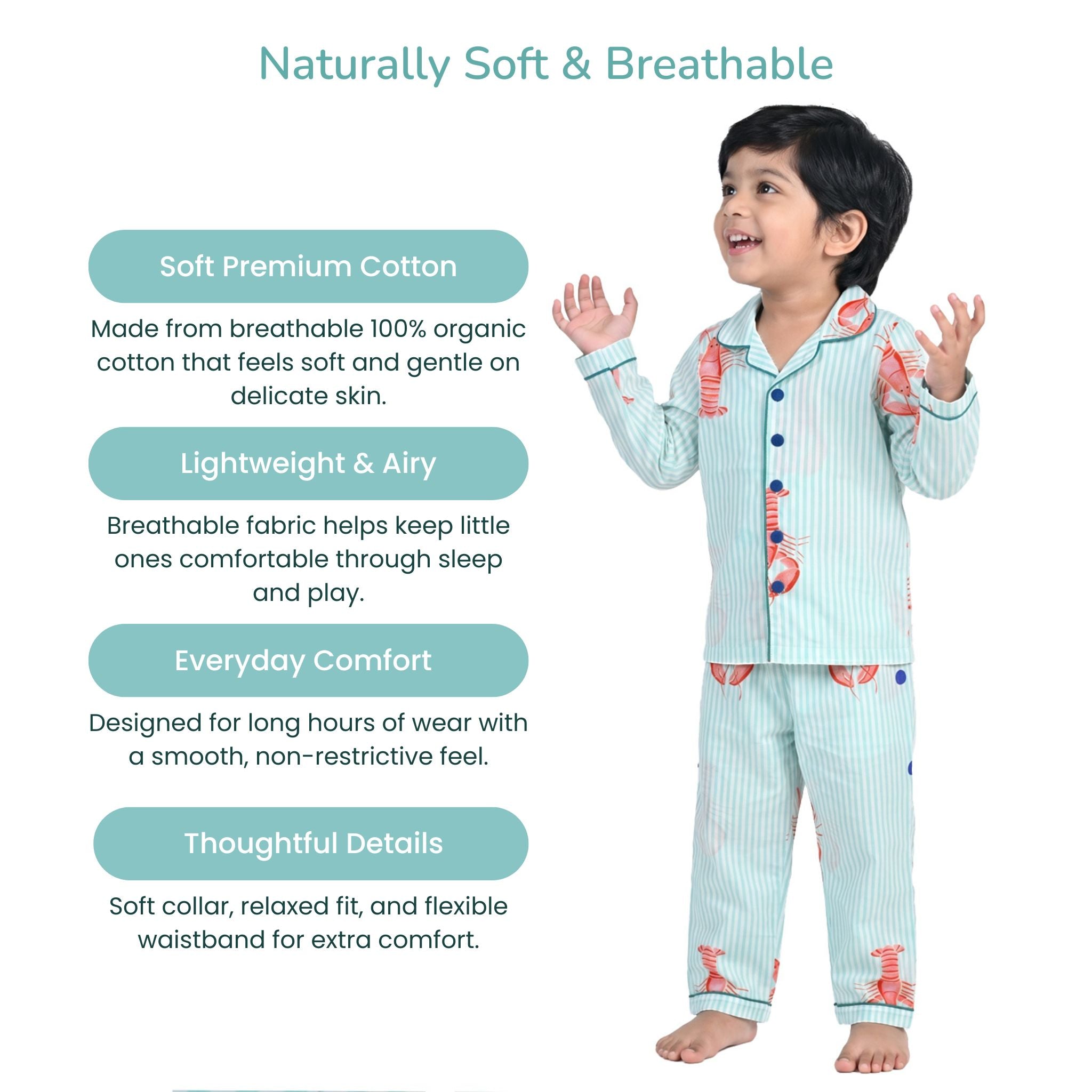 COTTON NIGHT SUIT - LOBSTER BAY | SLEEPWEAR | TULO BABY