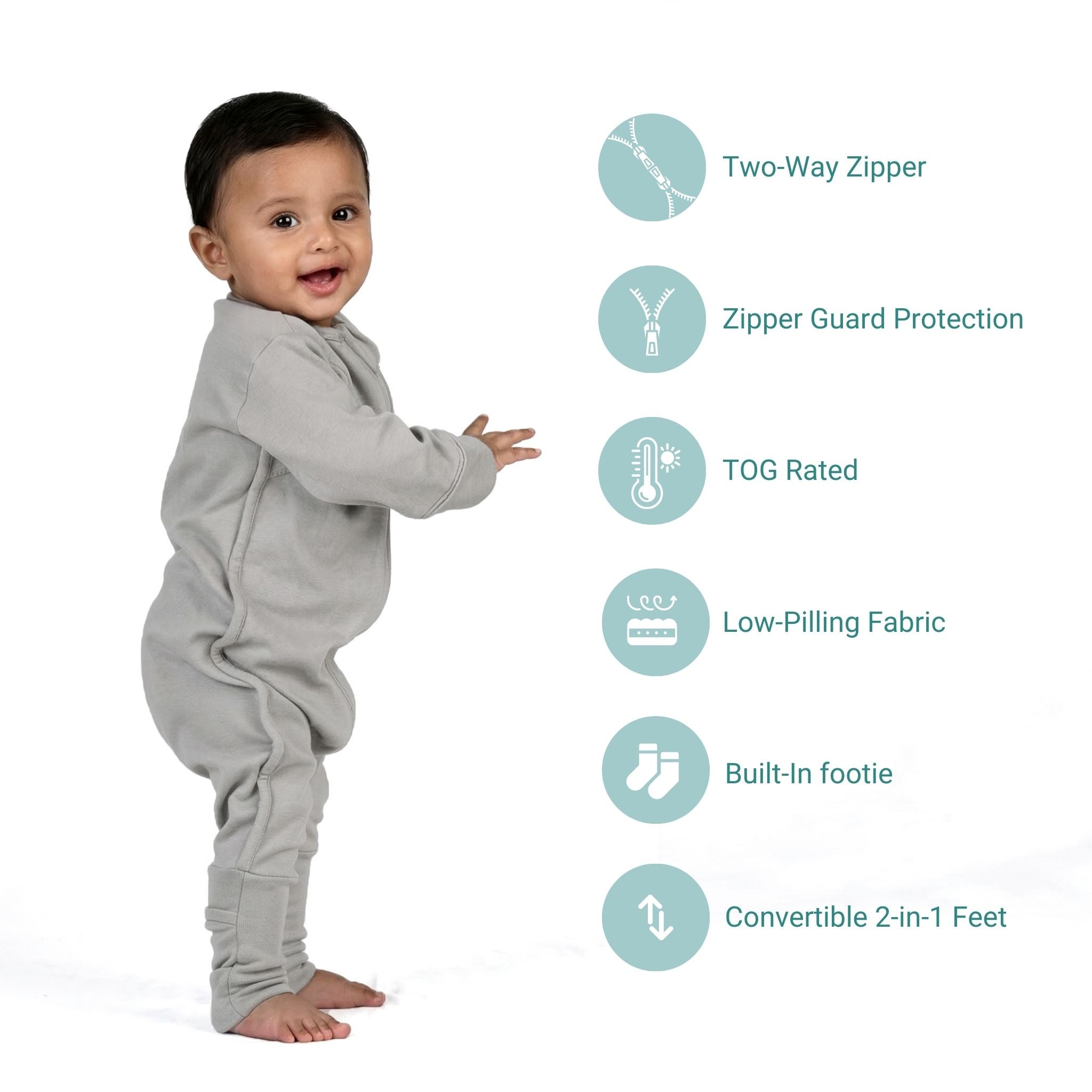SLEEPSUIT (1.2 TOG) - SMOKY GREY | TULO BABY