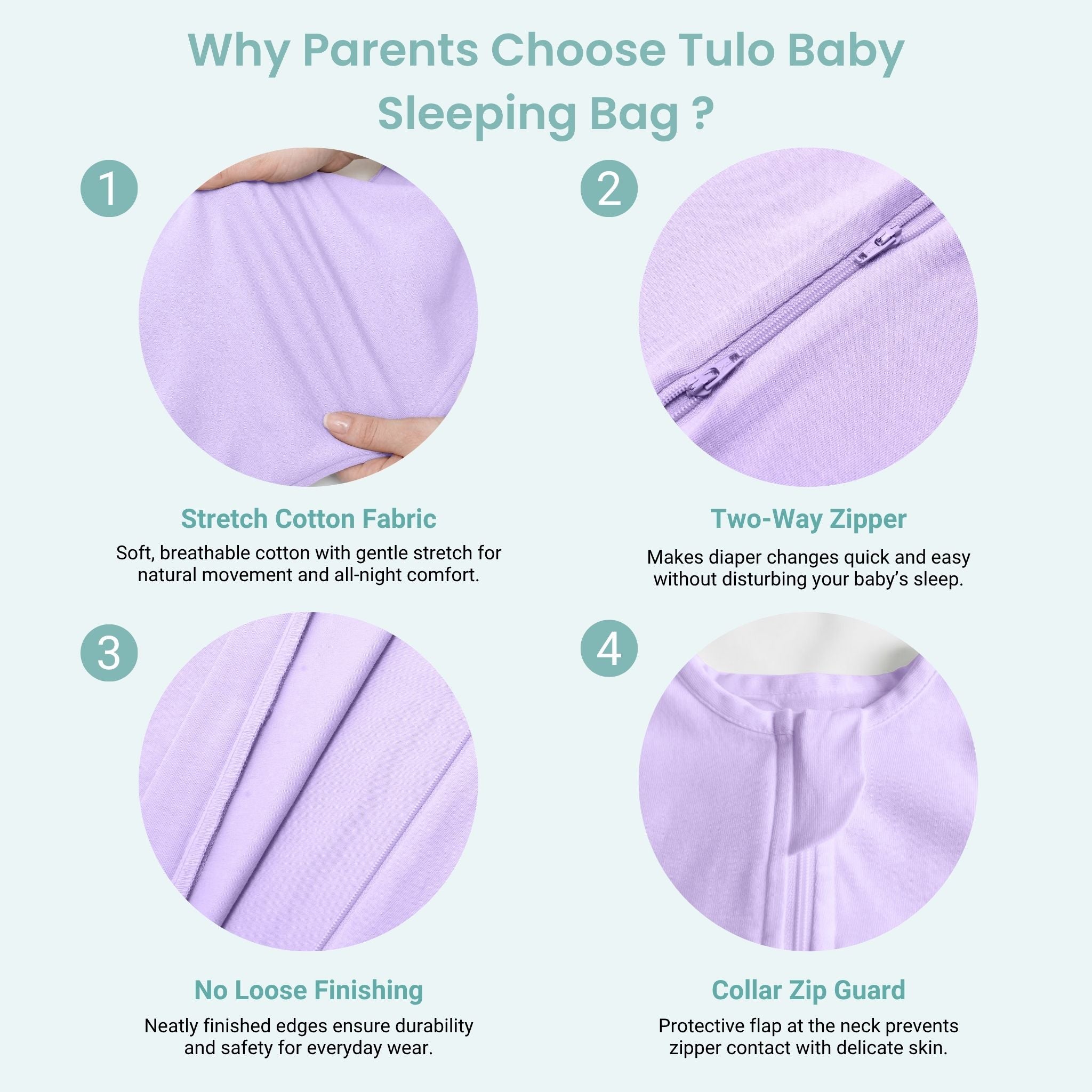 BABY SLEEPING BAG (0.6 TOG) - LILAC | TULO BABY
