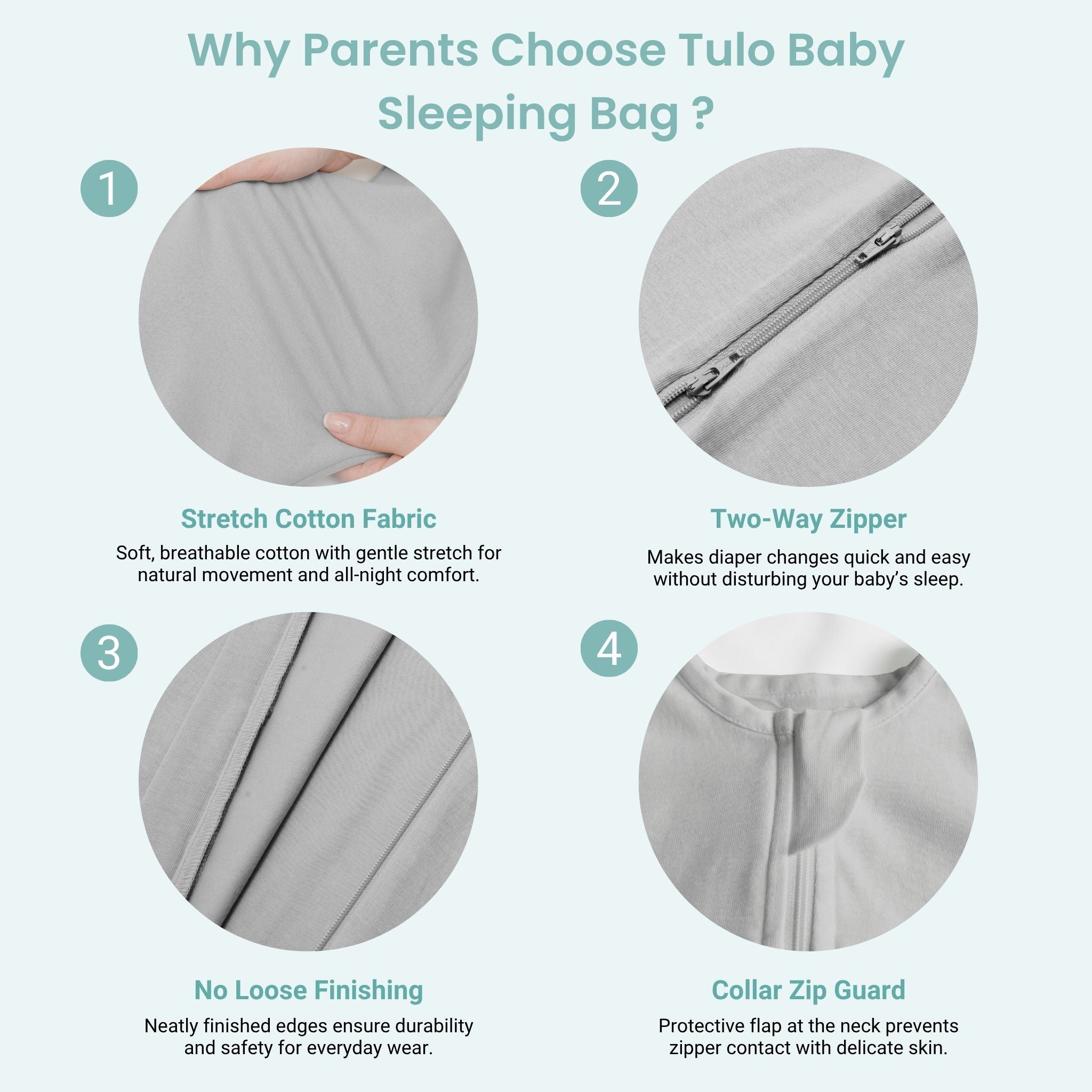 BABY SLEEPING BAG (1.2 TOG) - SMOKY GREY | TULO BABY
