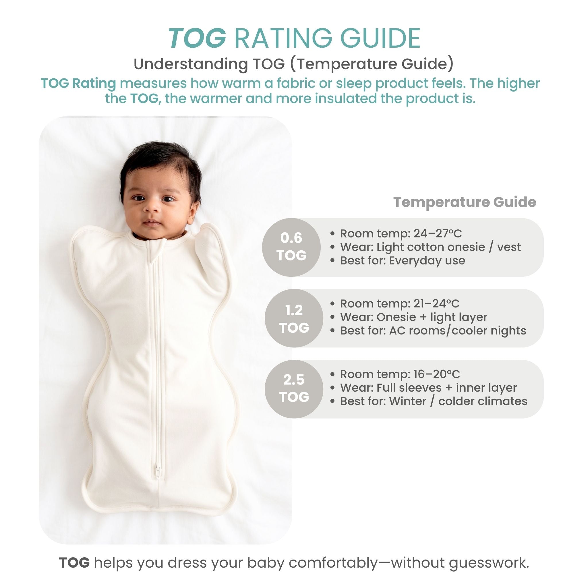SLEEPING POD SWADDLE FOR BABIES (0.6 TOG) - CREAM | TULO BABY