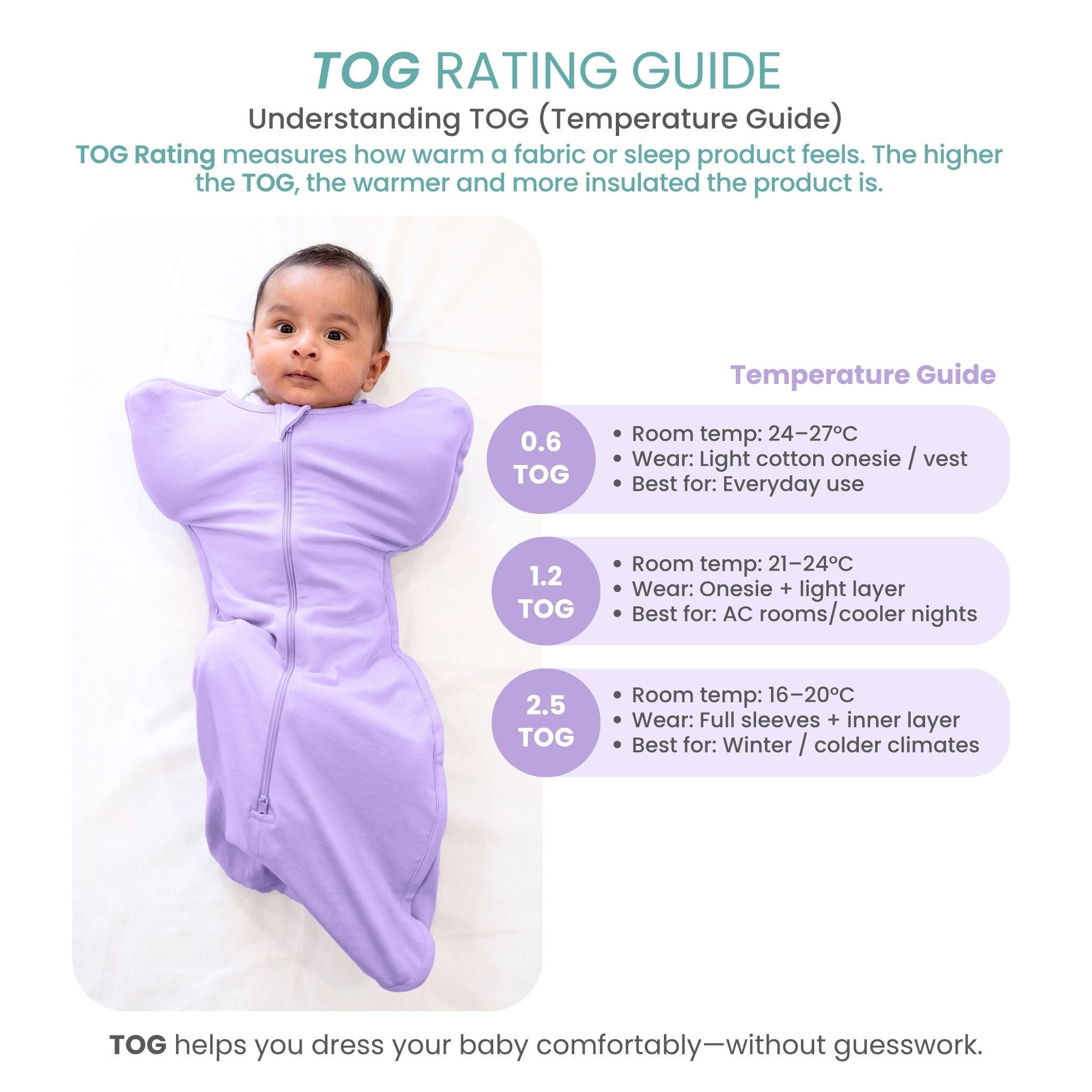 SLEEPING POD SWADDLE FOR BABIES (0.6 TOG) - LILAC | TULO BABY