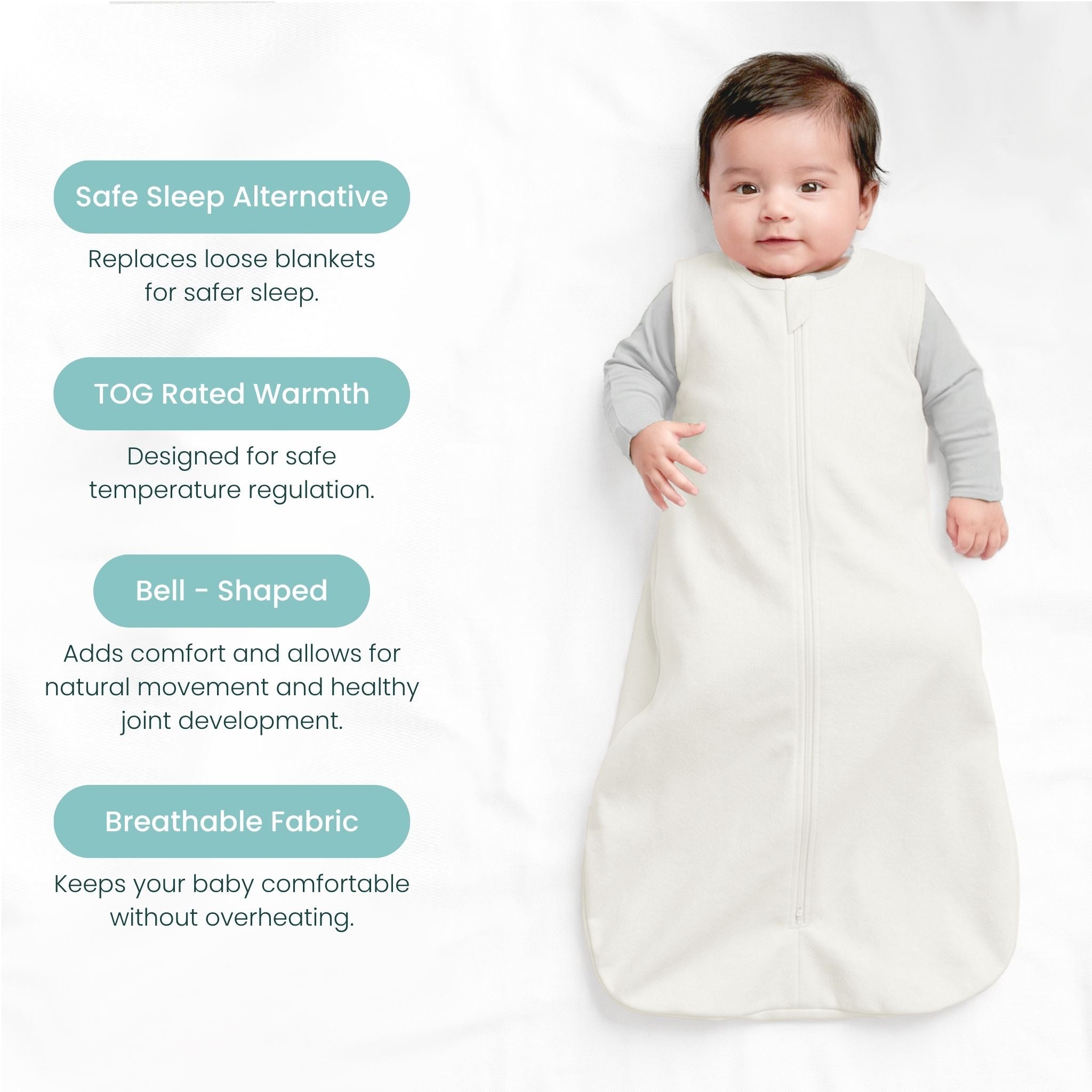 BABY SLEEPING BAG (1.2 TOG) - CREAM | TULO BABY