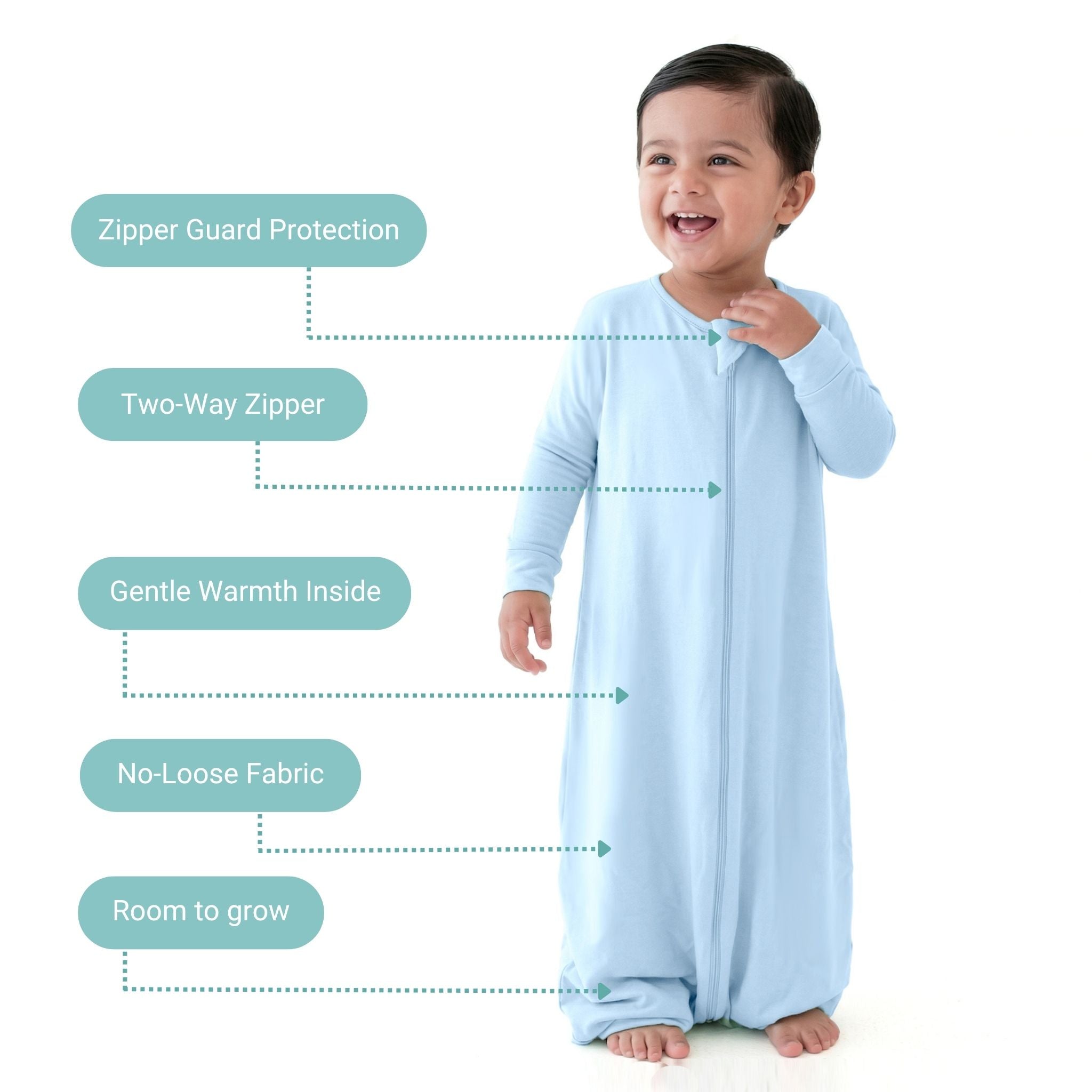 BABY SLEEPING BAG WITH FOOTIES AND SLEEVES (2.5 TOG) - DUSK BLUE | TULO BABY