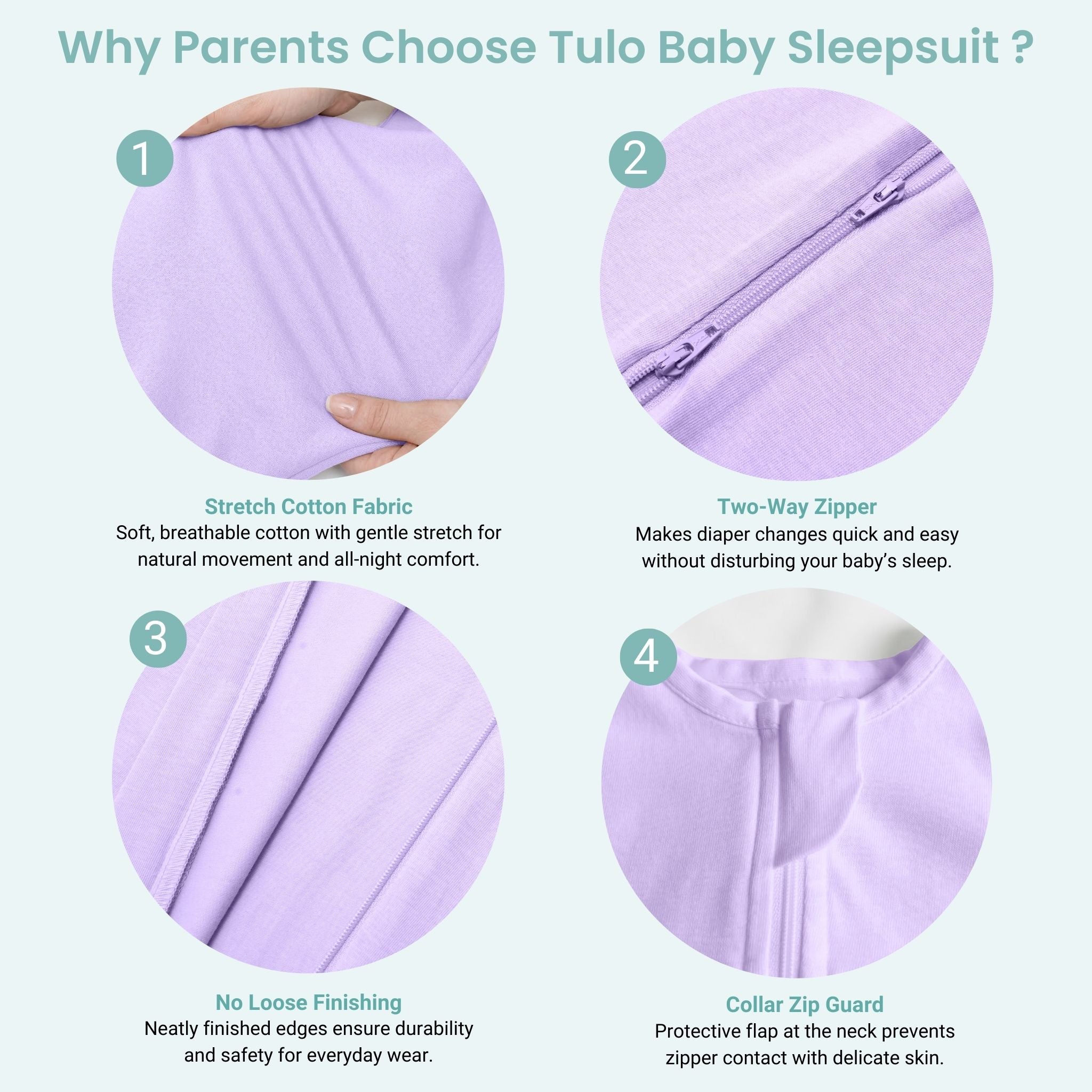 SLEEPSUIT (1.2 TOG) - LILAC | TULO BABY