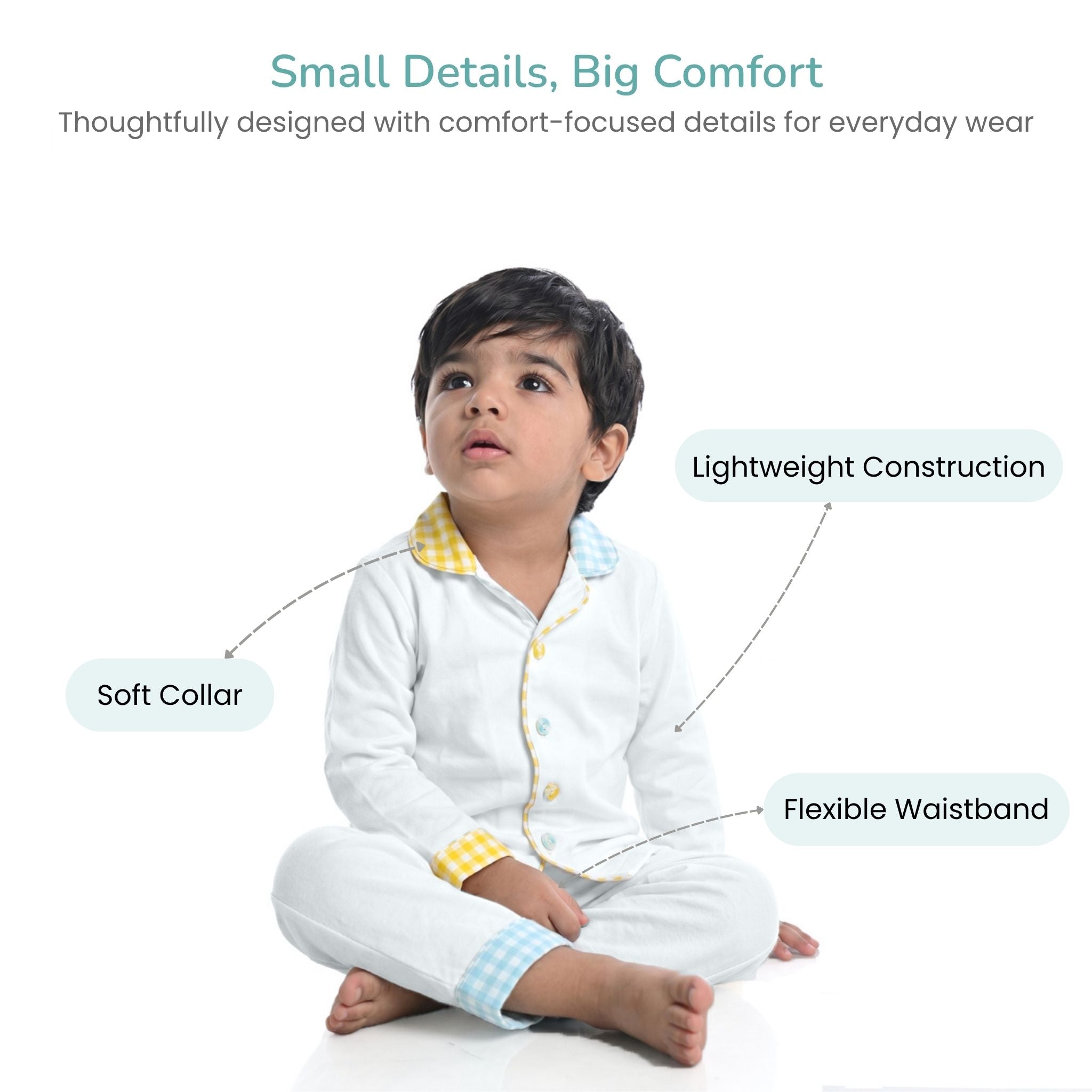 COTTON NIGHT SUIT - CREAM | SLEEPWEAR | TULO BABY