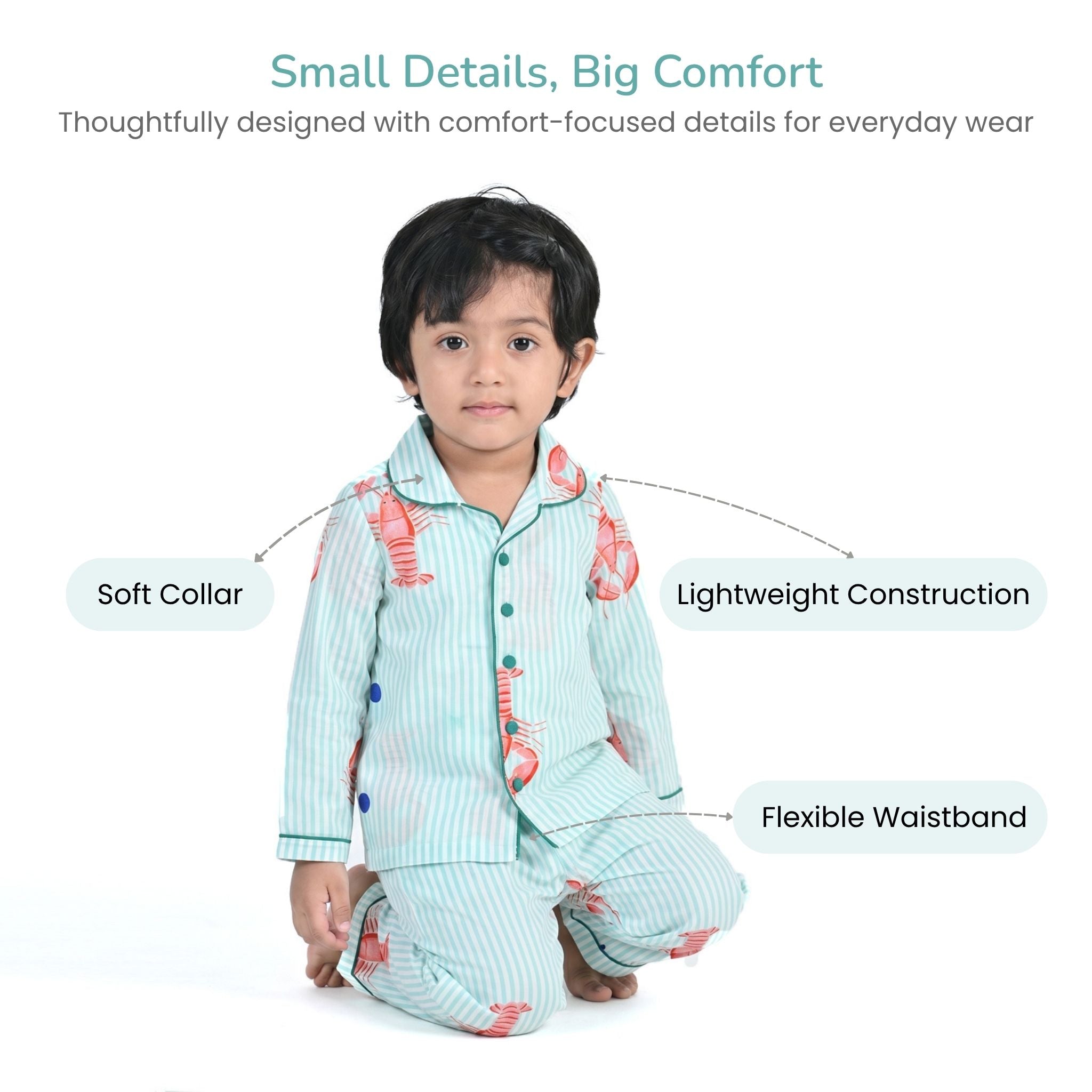 COTTON NIGHT SUIT - LOBSTER BAY | SLEEPWEAR | TULO BABY