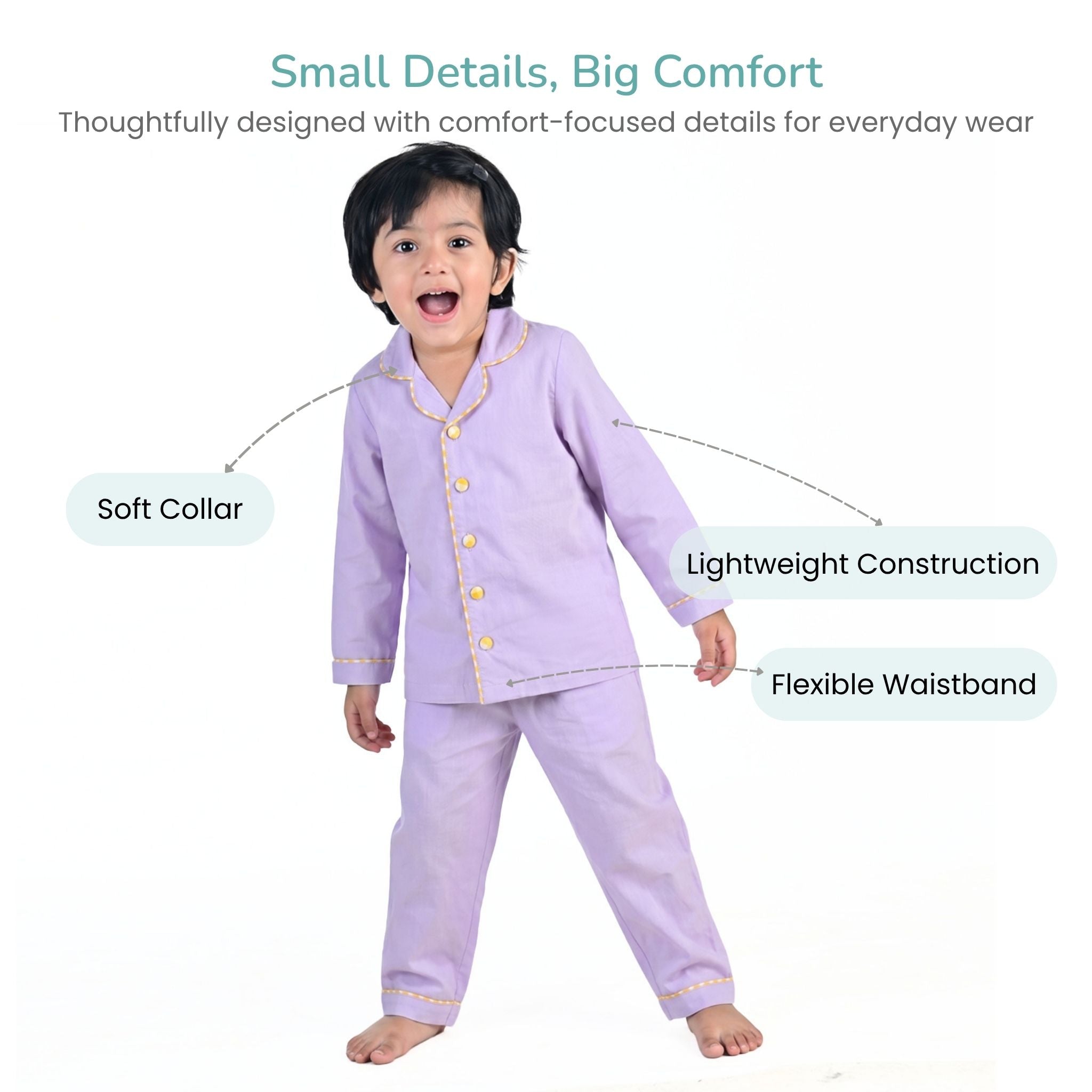 COTTON NIGHT SUIT - LILAC | SLEEPWEAR | TULO BABY