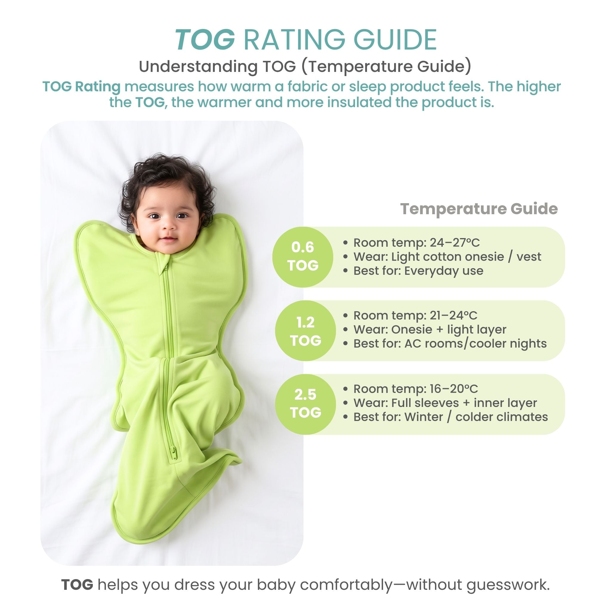 SLEEPING POD SWADDLE FOR BABIES (1.2 TOG) - SHADOW LIME | TULO BABY