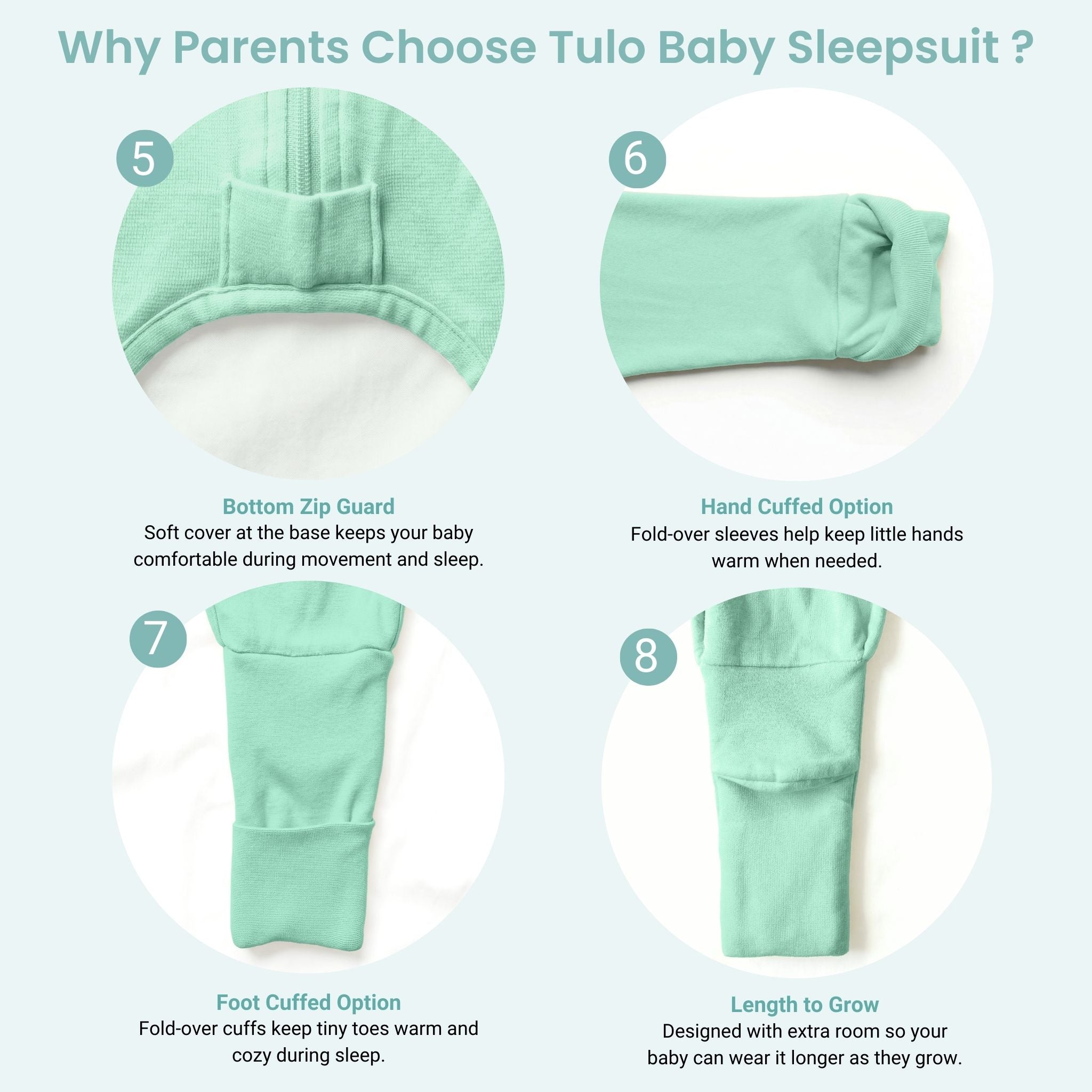 SLEEPSUIT (1.2 TOG) - SEA GREEN | TULO BABY