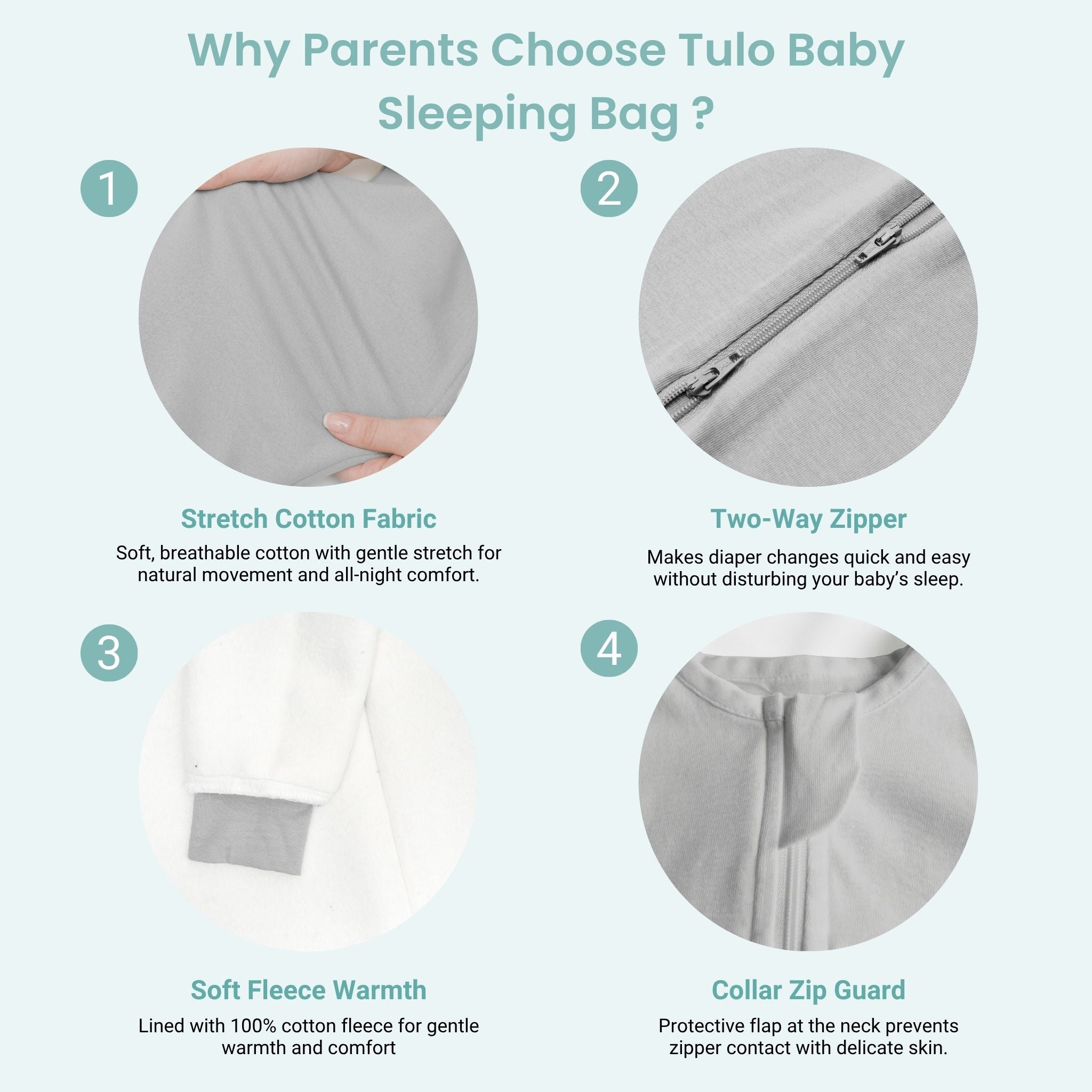 BABY SLEEPING BAG WITH FOOTIES AND SLEEVES (2.5 TOG) - SMOKY GREY | TULO BABY