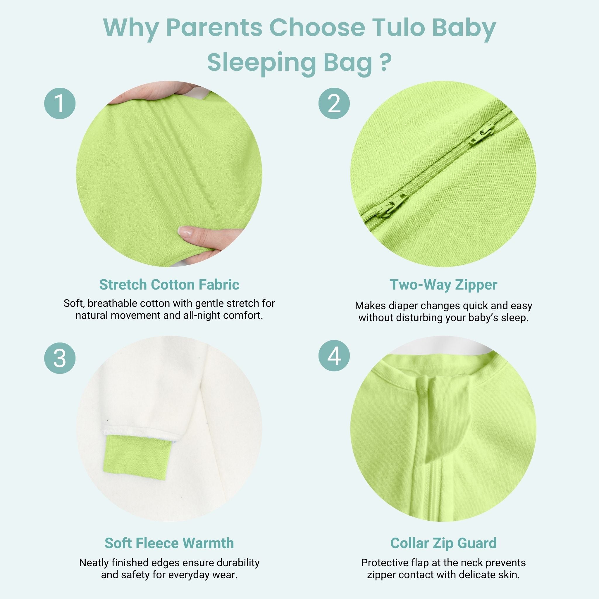BABY SLEEPING BAG WITH FOOTIES AND SLEEVES (2.5 TOG) - SHADOW LIME | TULO BABY