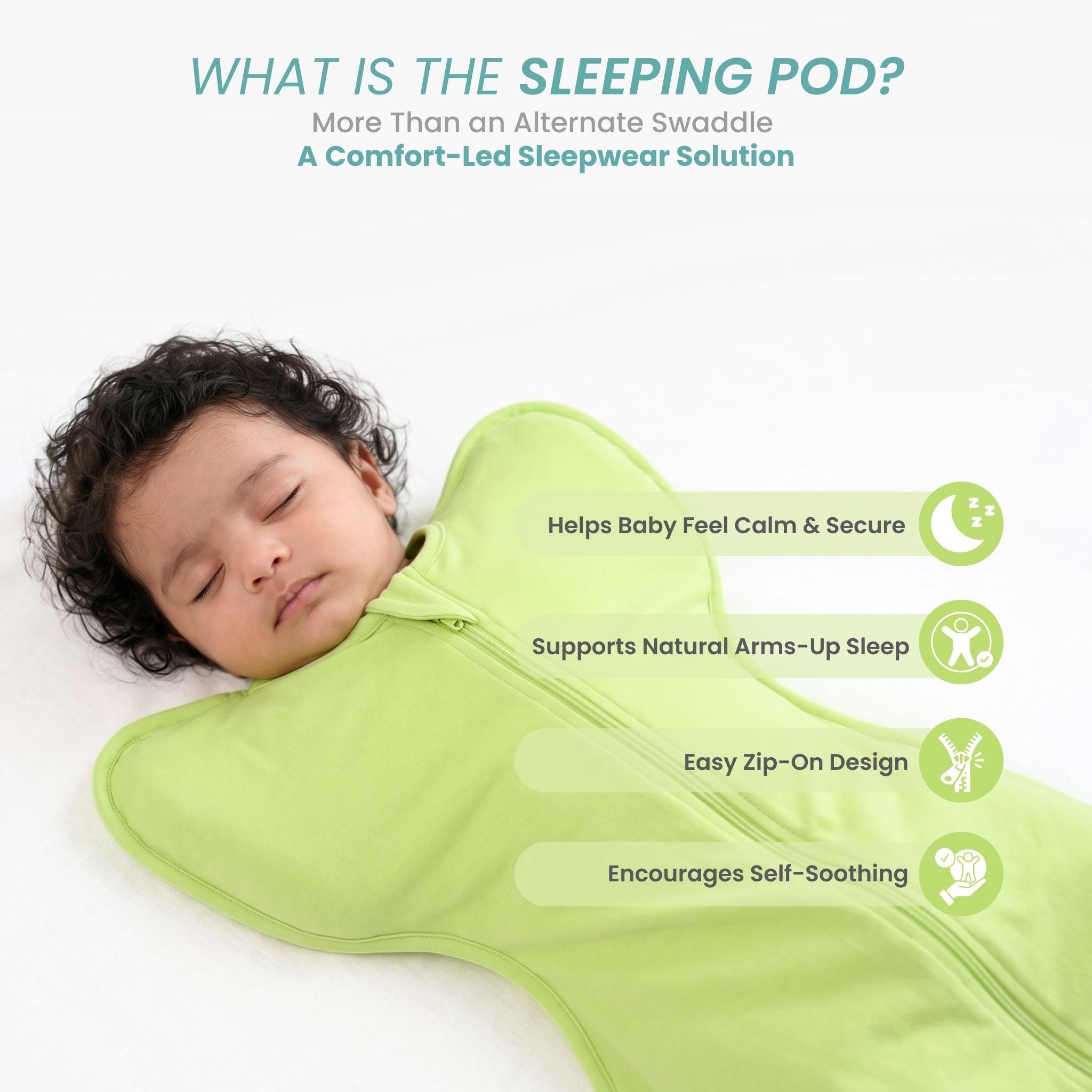 SLEEPING POD SWADDLE FOR BABIES (1.2 TOG) - SHADOW LIME | TULO BABY
