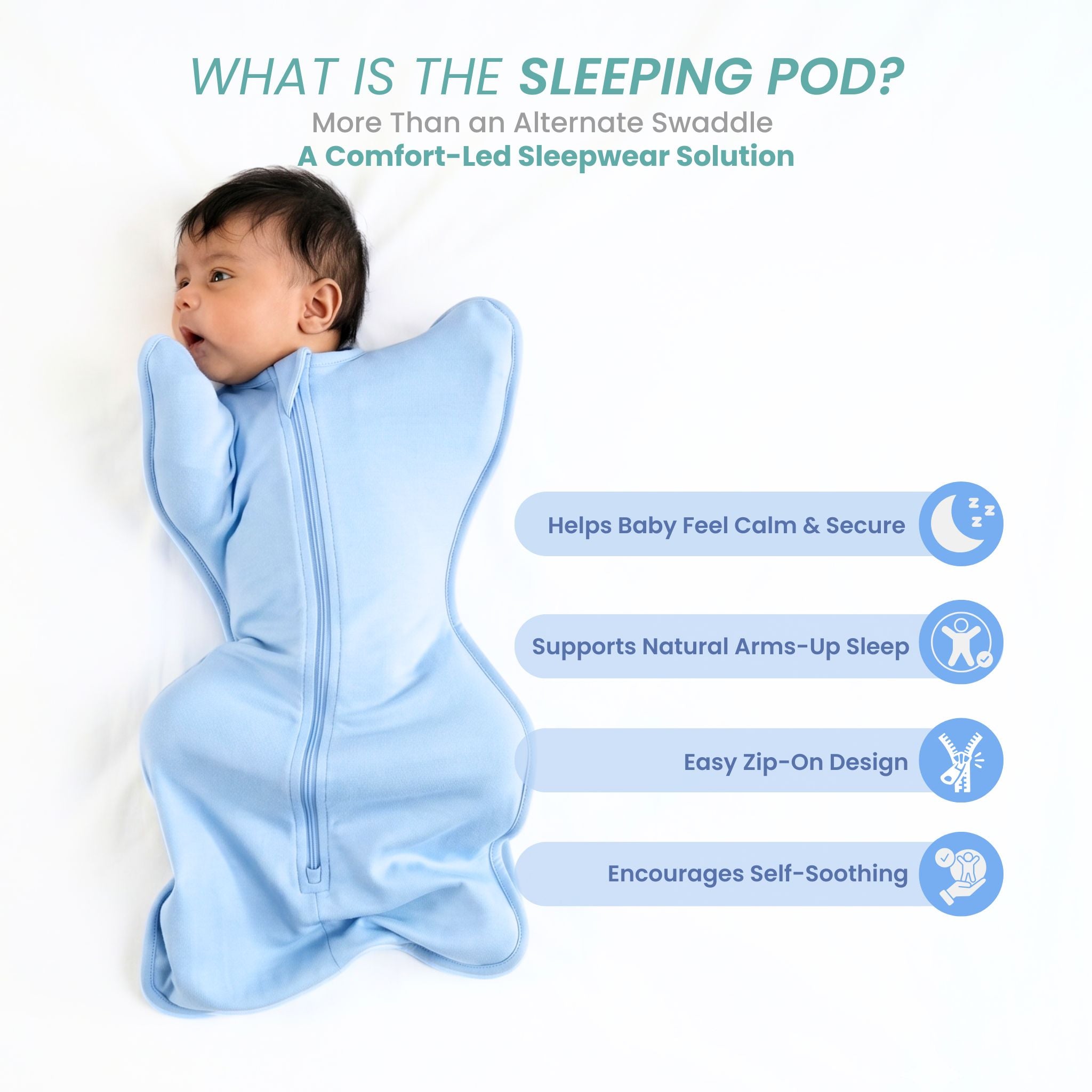SLEEPING POD SWADDLE FOR BABIES (1.2 TOG) - DUSK BLUE | TULO BABY