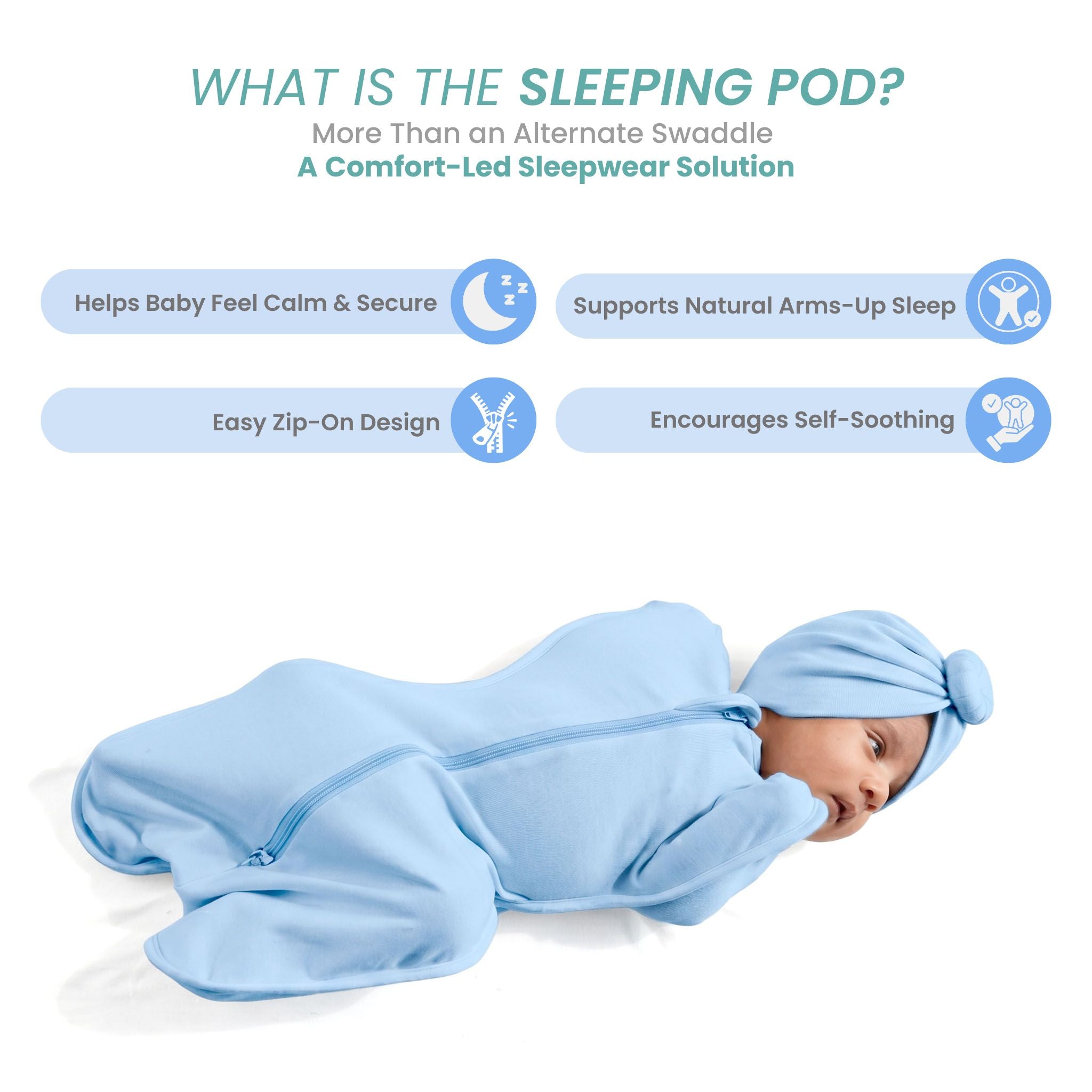 SLEEPING POD SWADDLE FOR BABIES (2.5 TOG) - DUSK BLUE | TULO BABY