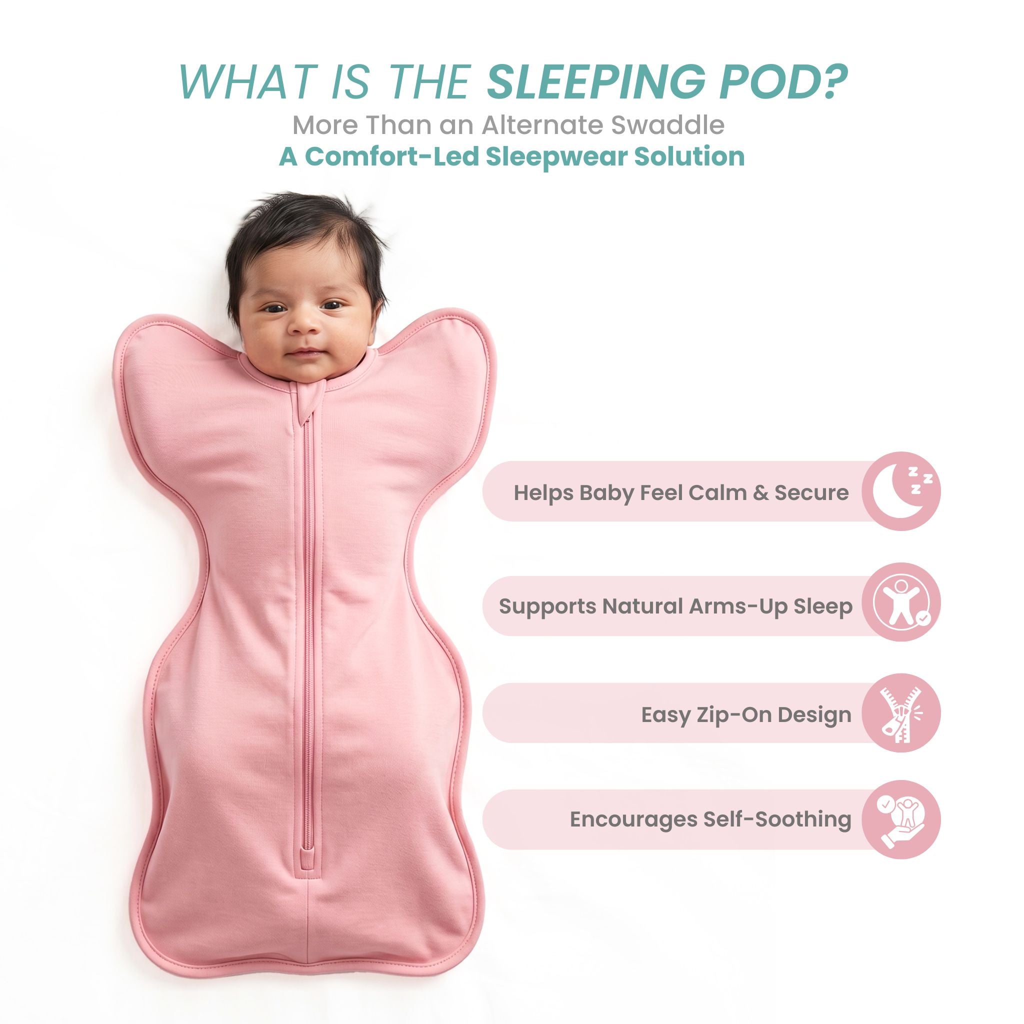 SLEEPING POD SWADDLE FOR BABIES (1.2 TOG) - DESSERT ROSE | TULO BABY