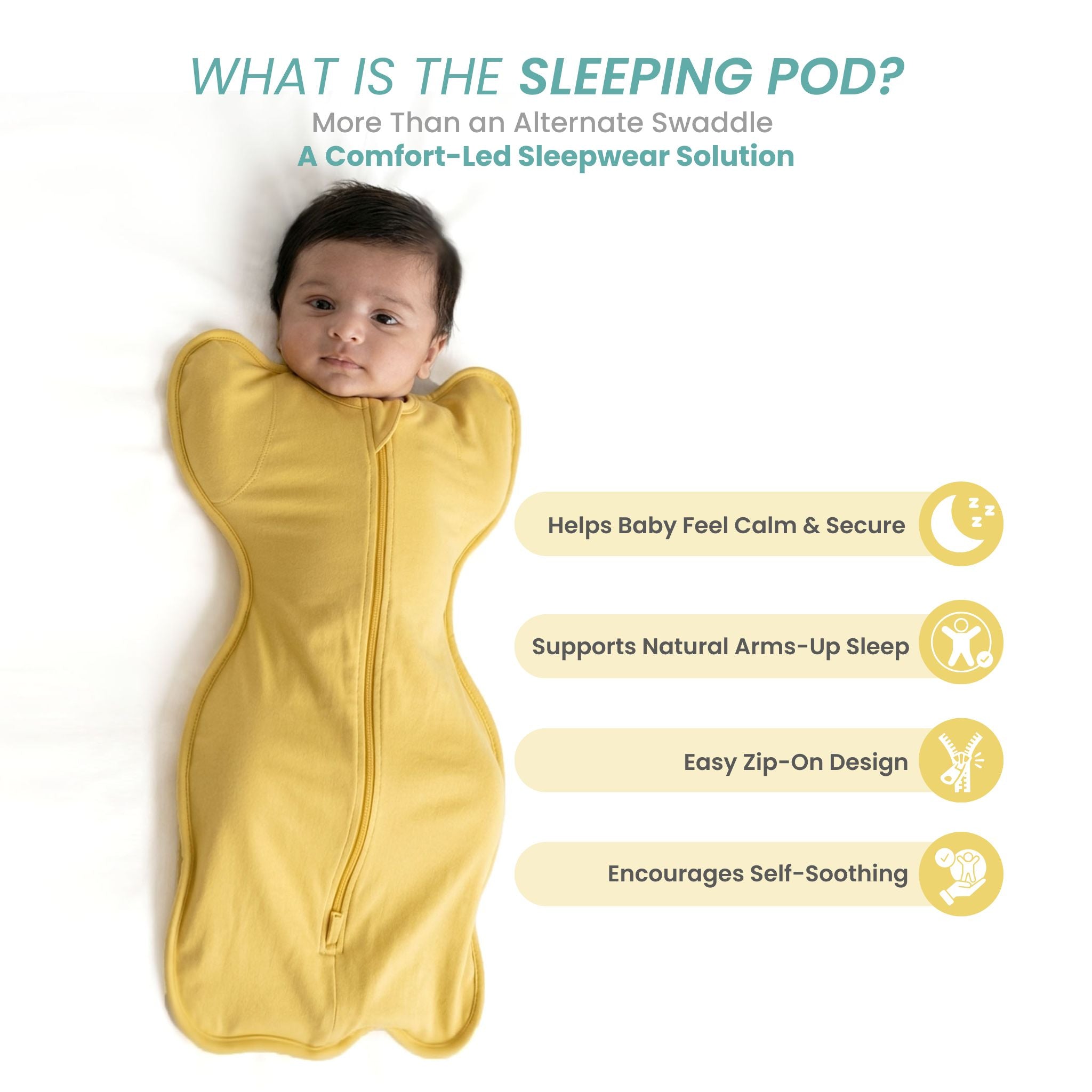 SLEEPING POD SWADDLE FOR BABIES (1.2 TOG) - YOLK YELLOW | TULO BABY