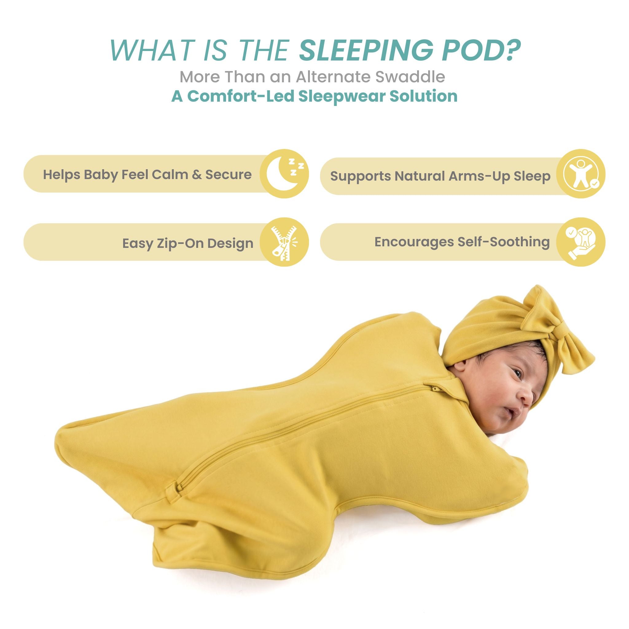 SLEEPING POD SWADDLE FOR BABIES (2.5 TOG) - YOLK YELLOW | TULO BABY