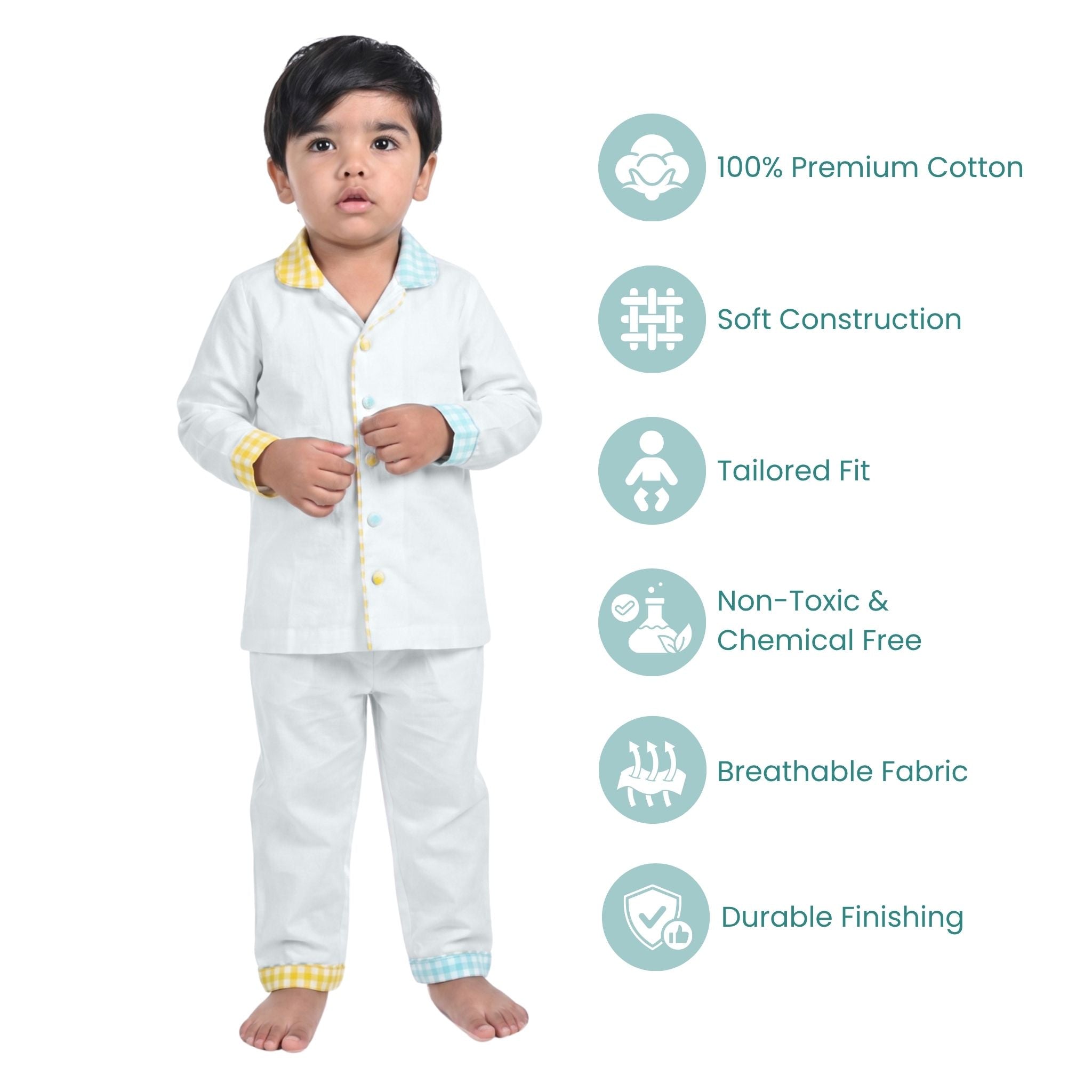COTTON NIGHT SUIT - CREAM | SLEEPWEAR | TULO BABY