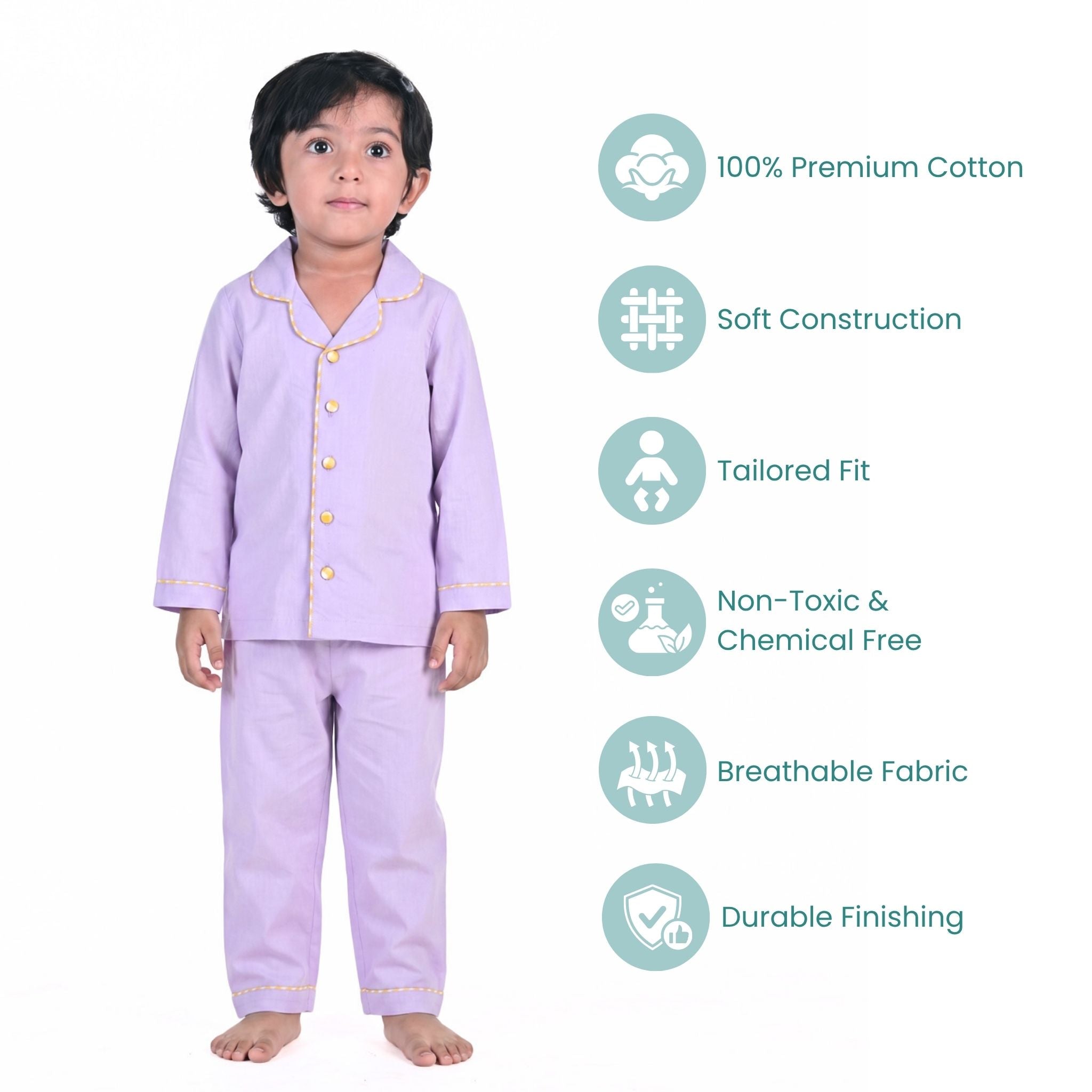 COTTON NIGHT SUIT - LILAC | SLEEPWEAR | TULO BABY